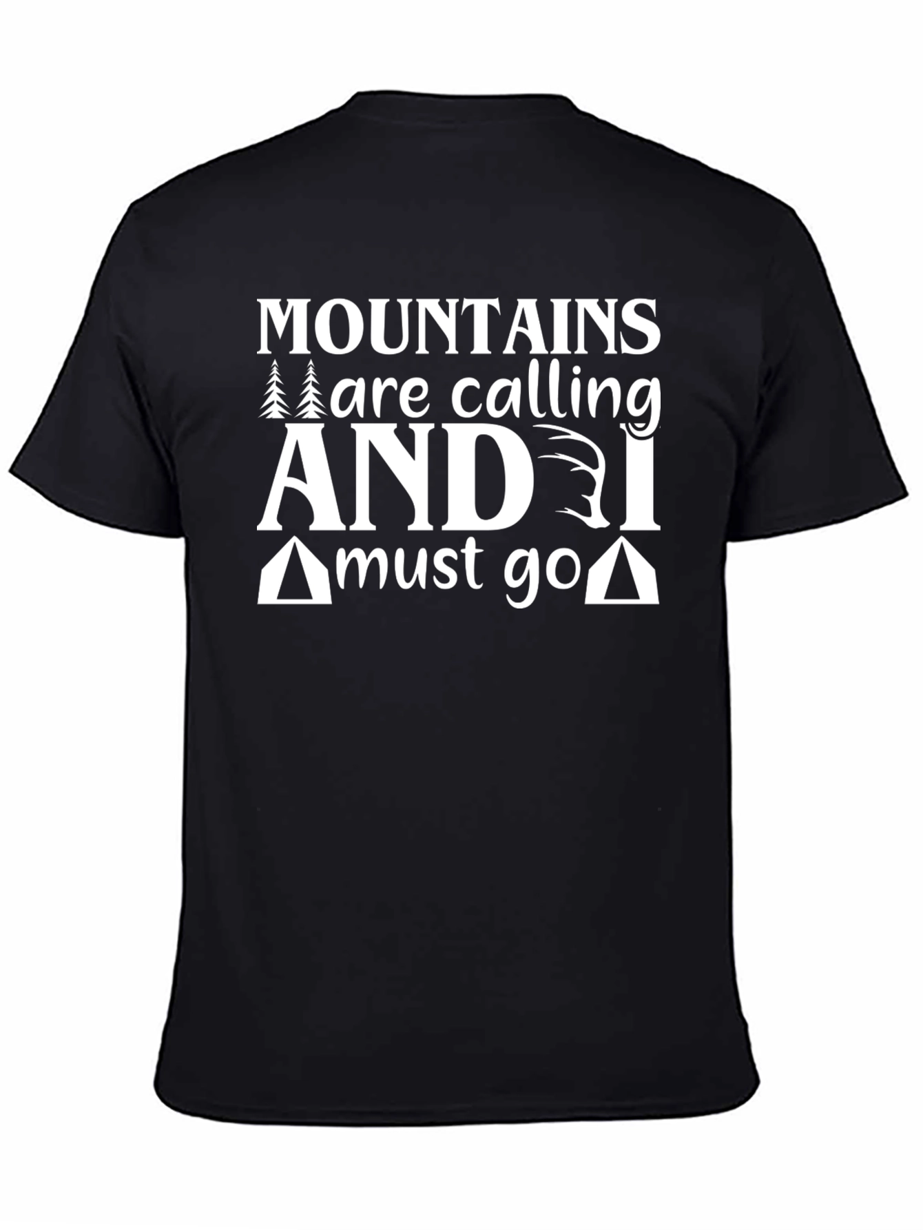 Mountains Calling Black Graphic T-Shirt