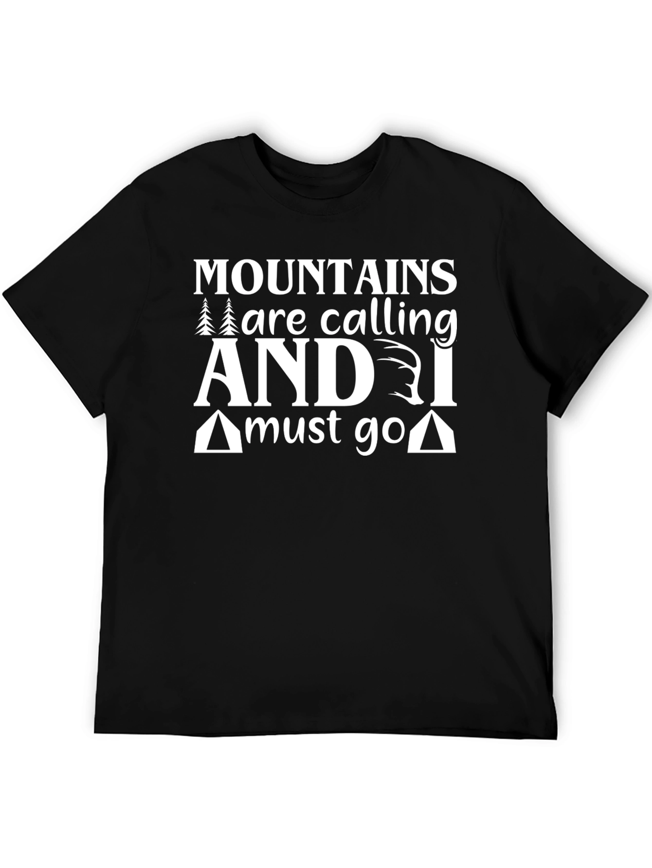 Mountains Calling Black Graphic T-Shirt