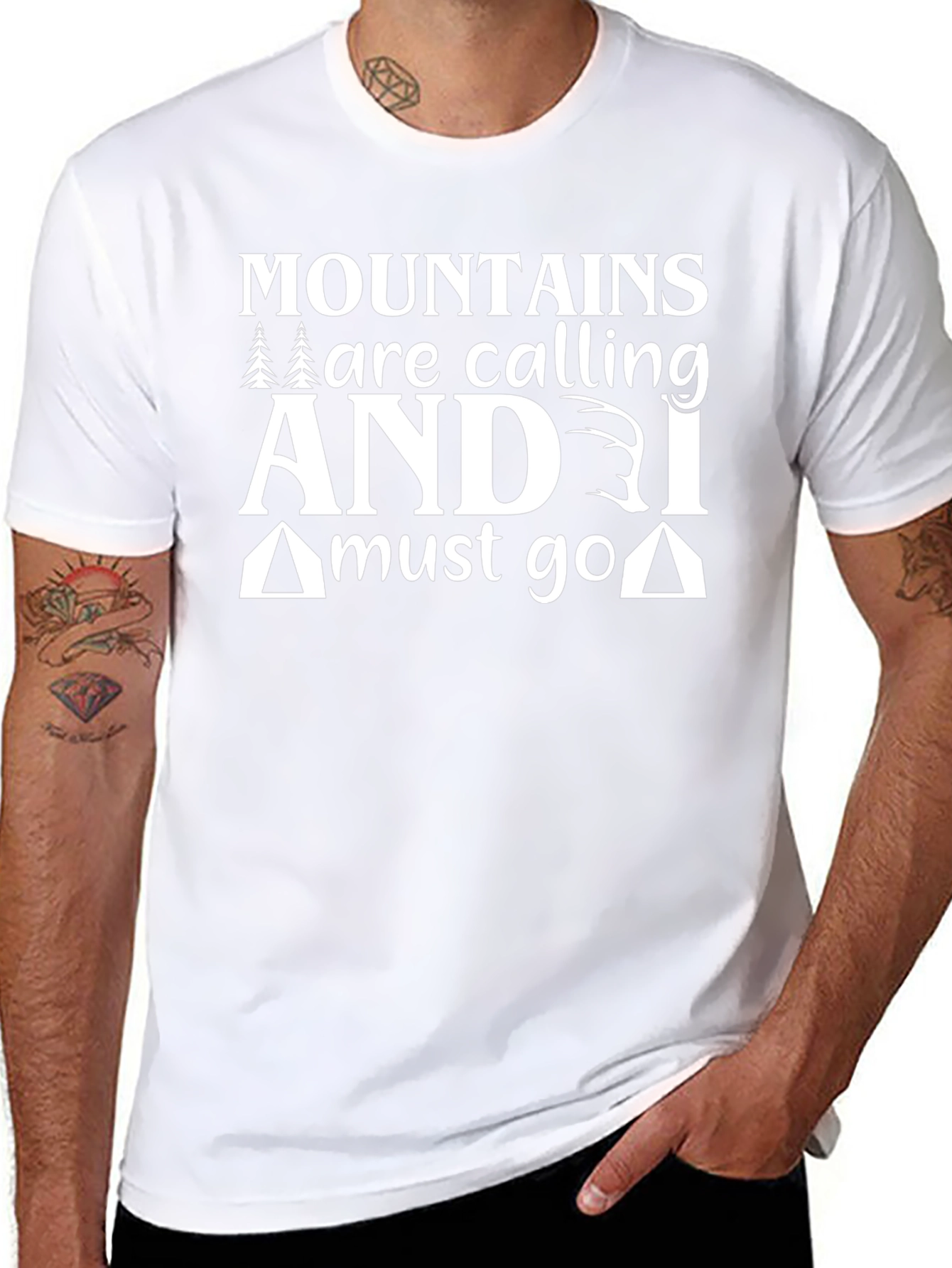 Mountains Calling Black Graphic T-Shirt
