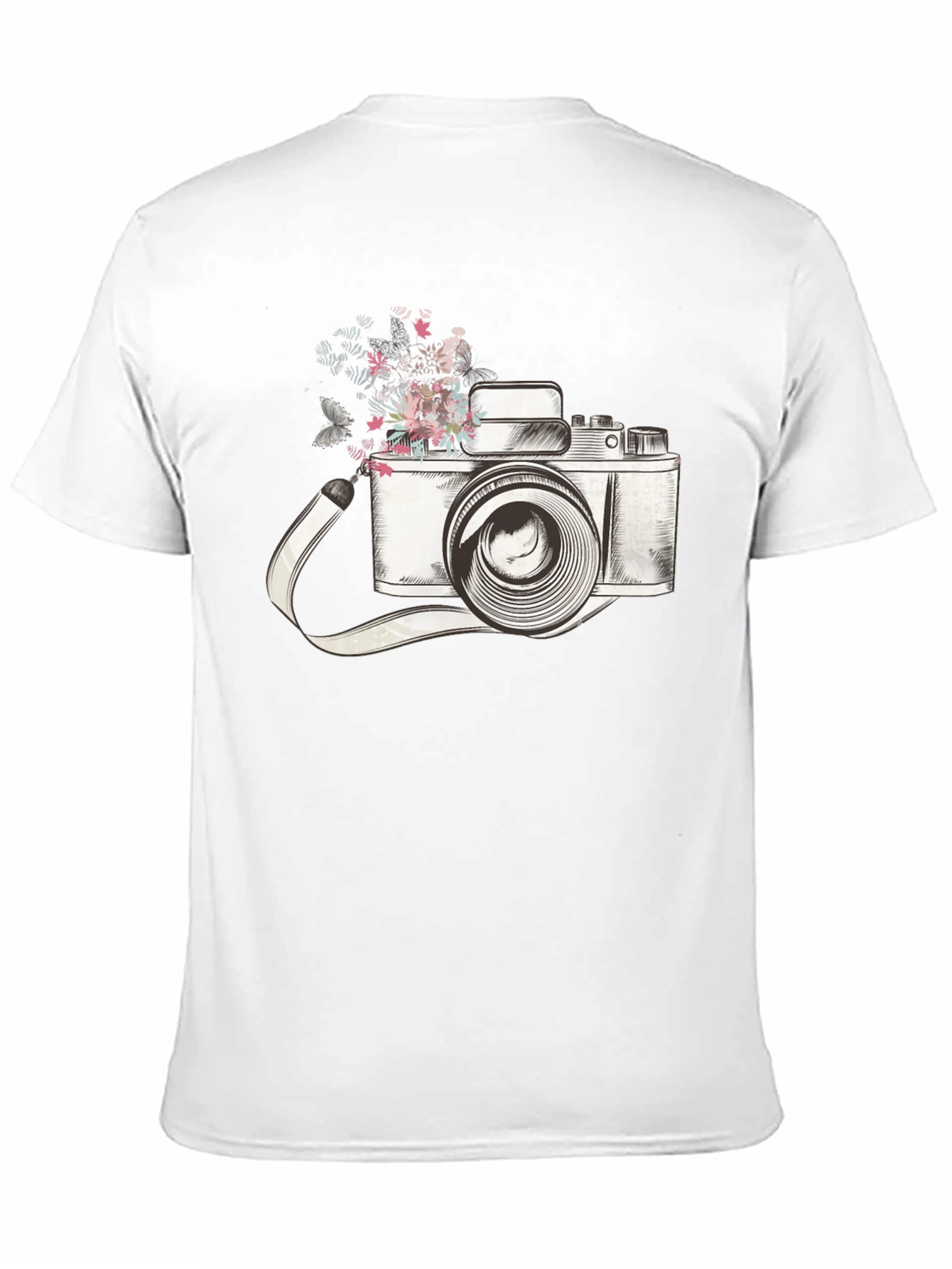 Floral Camera Graphic Tee - Trendy Unisex T-Shirt