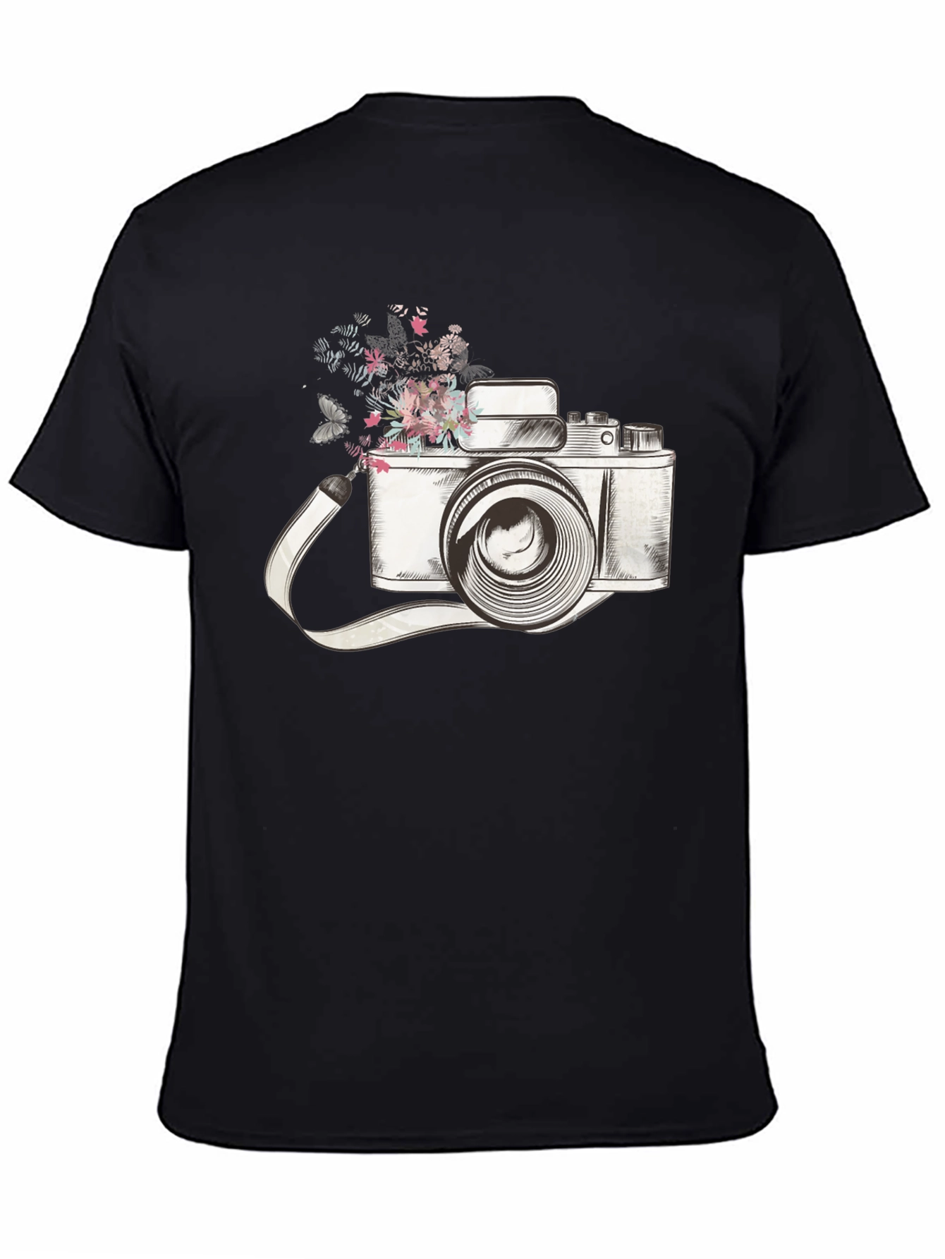 Floral Camera Graphic Tee - Trendy Unisex T-Shirt