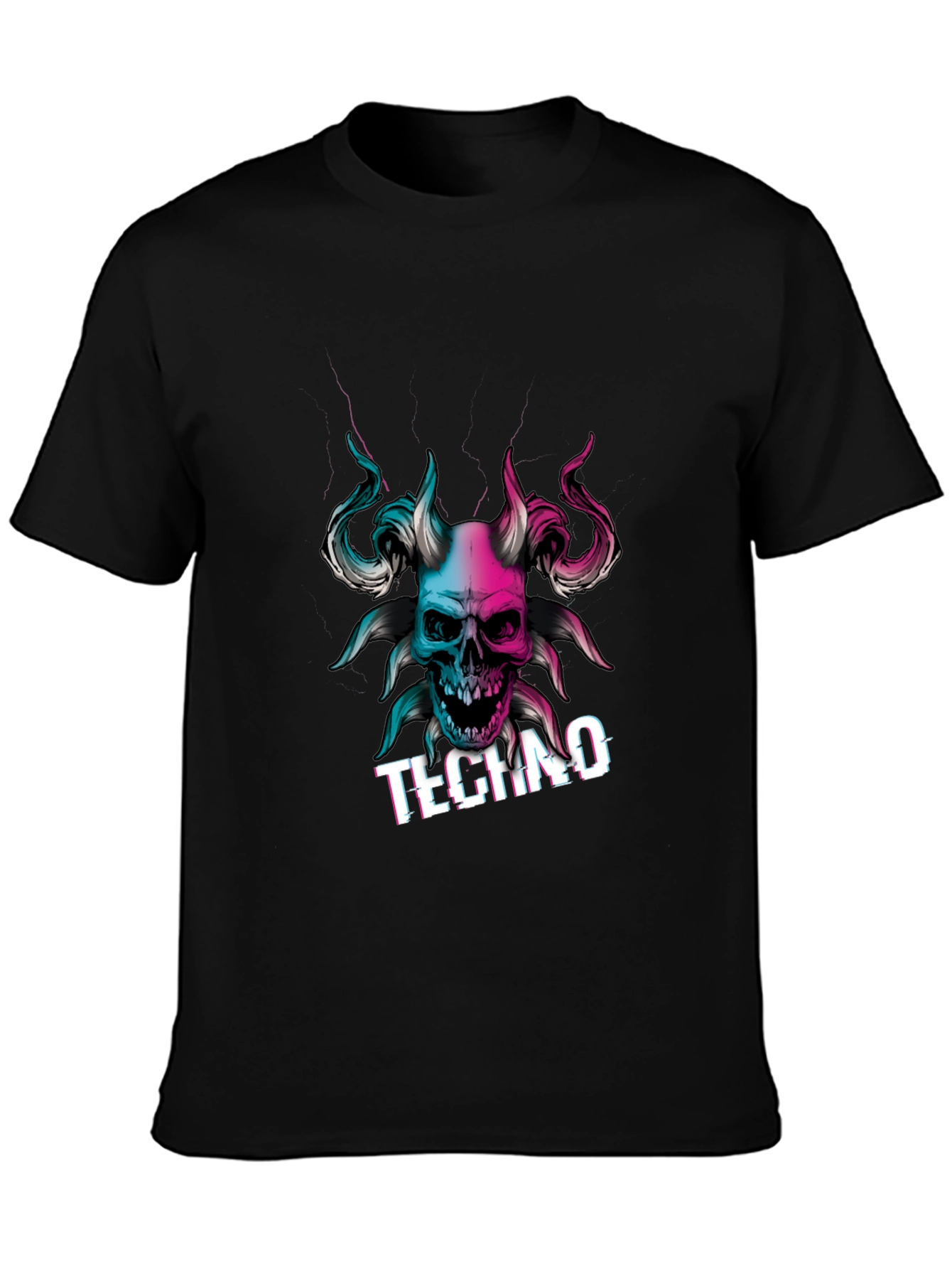 Techno Skull Graphic T-Shirt - Black