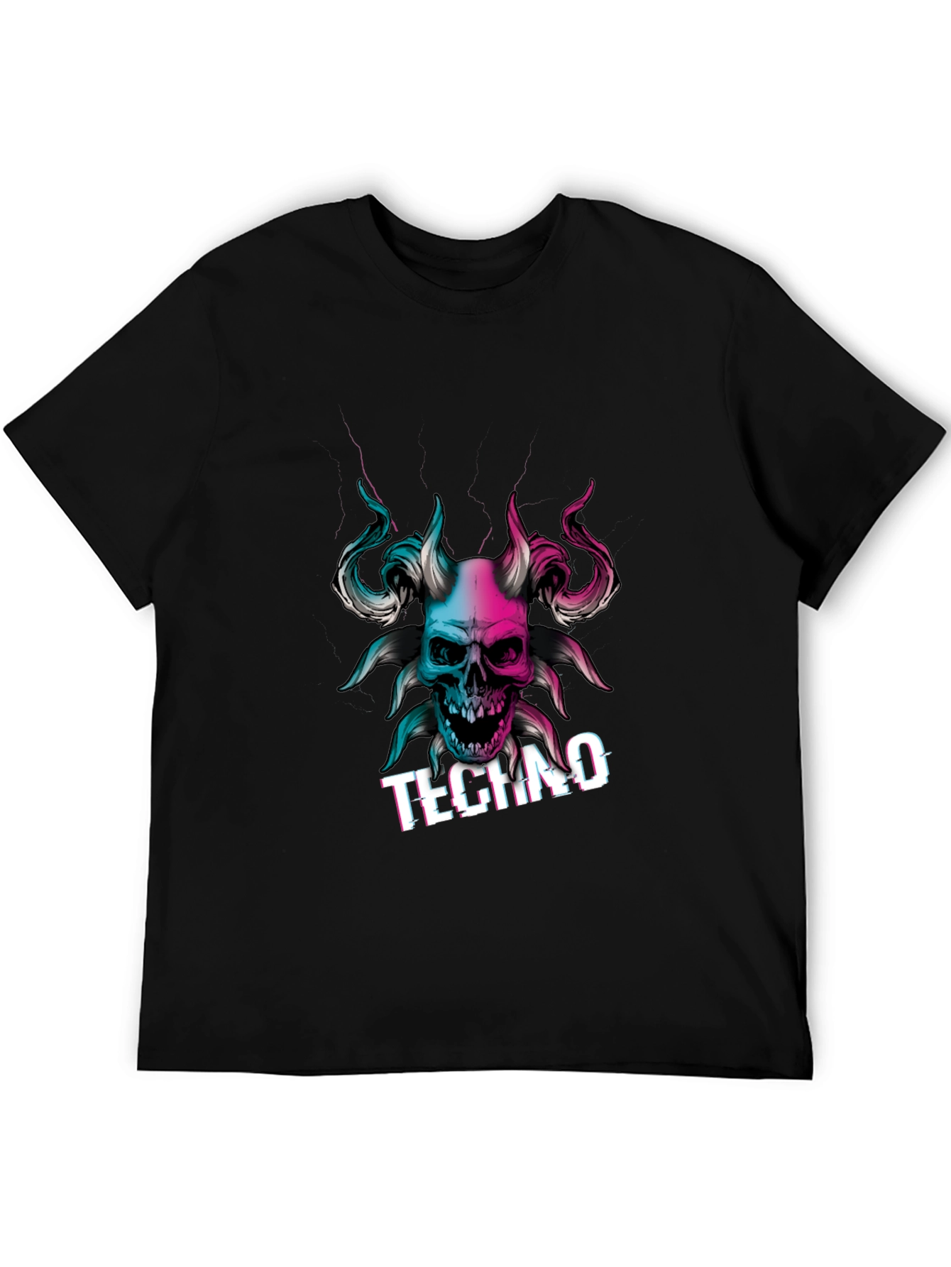 Techno Skull Graphic T-Shirt - Black