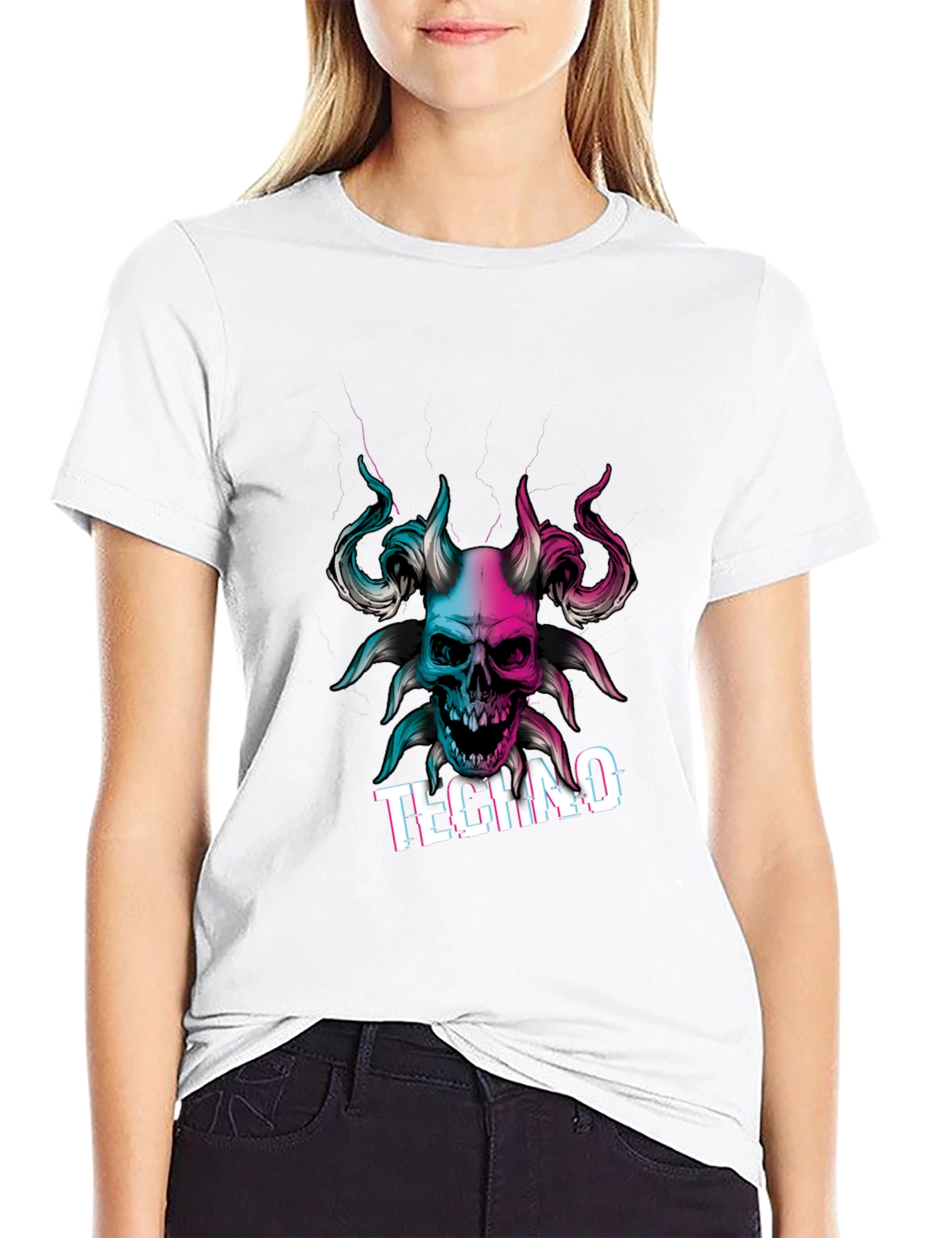 Techno Skull Graphic T-Shirt - Black