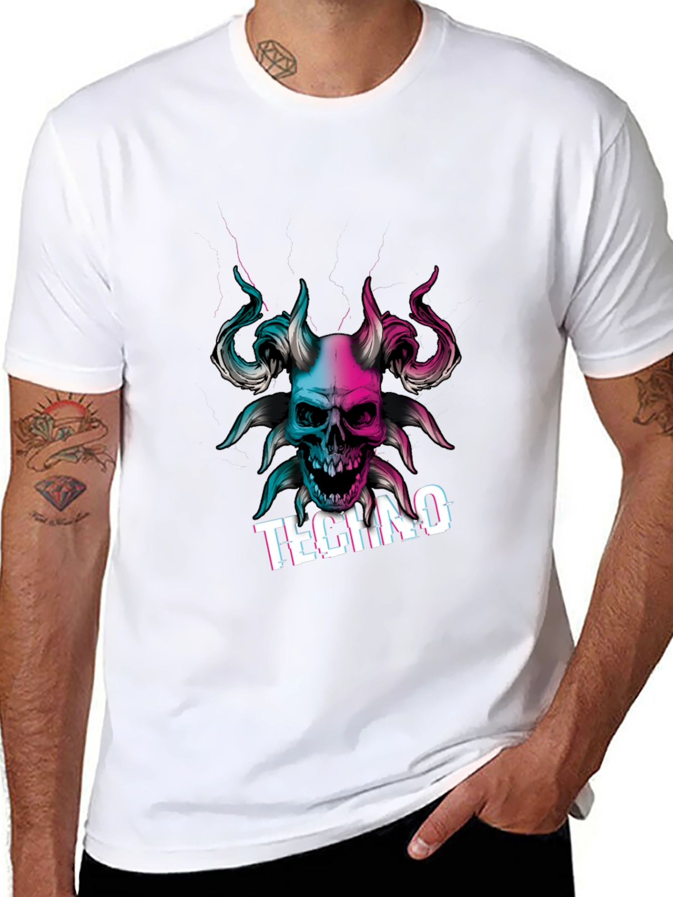 Techno Skull Graphic T-Shirt - Black