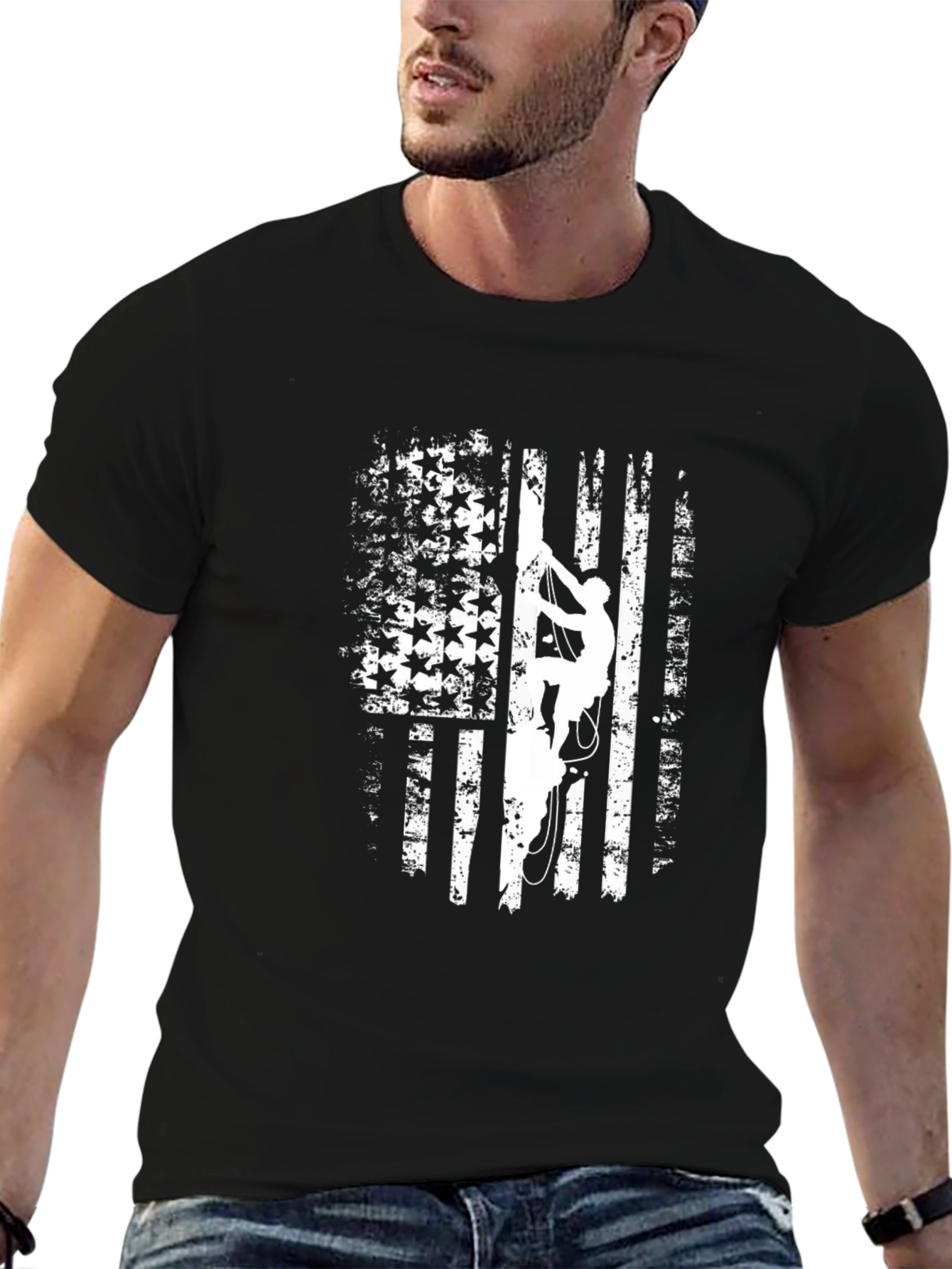 American Flag Rock Climbing T-Shirt