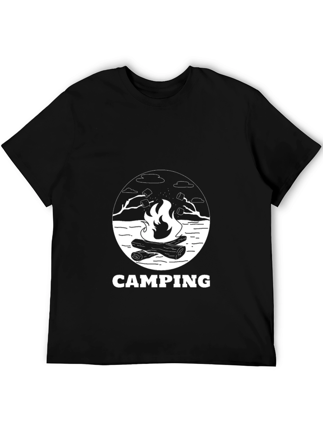 Camping Bonfire Graphic Tee - Black