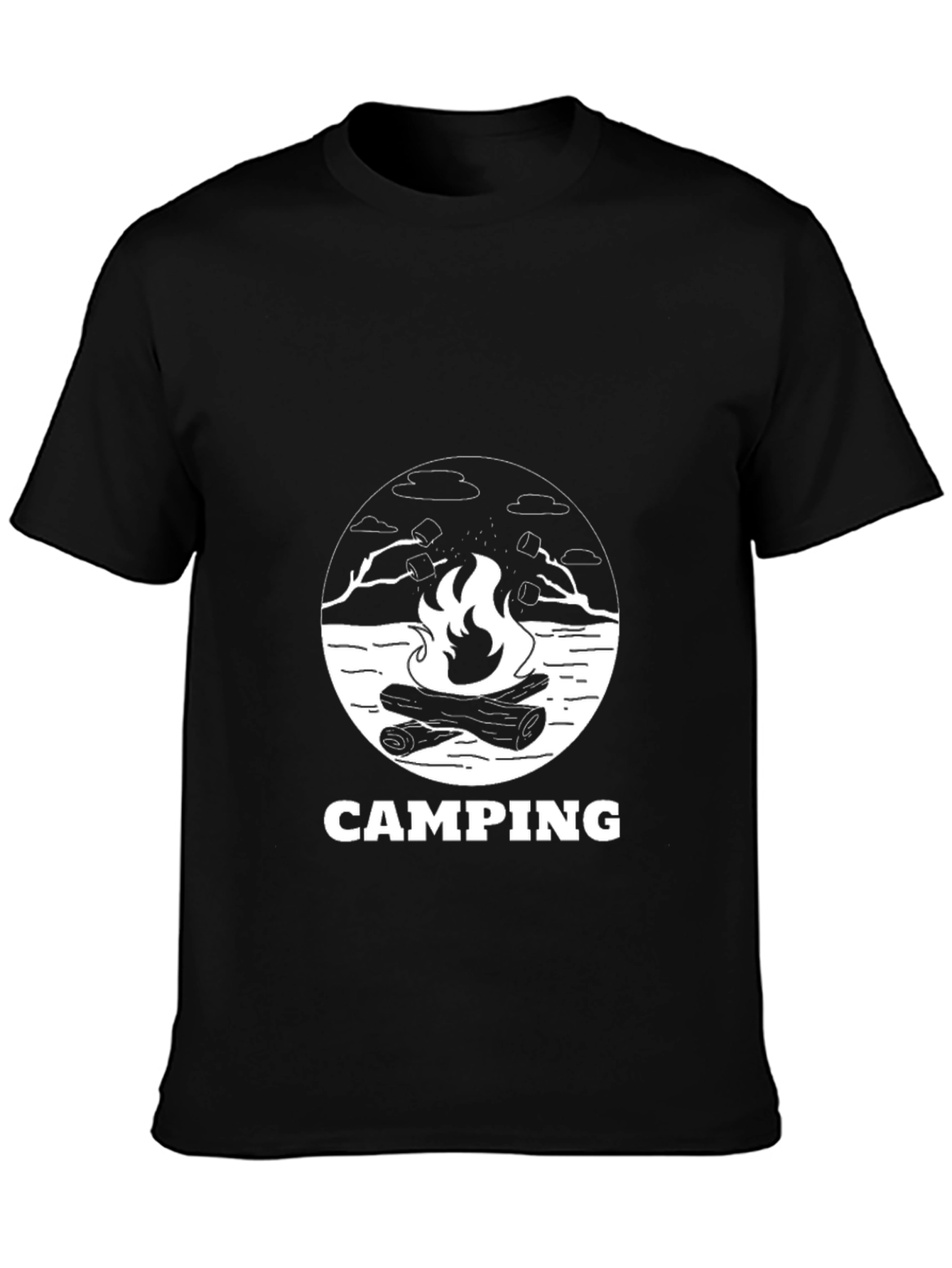 Camping Bonfire Graphic Tee - Black