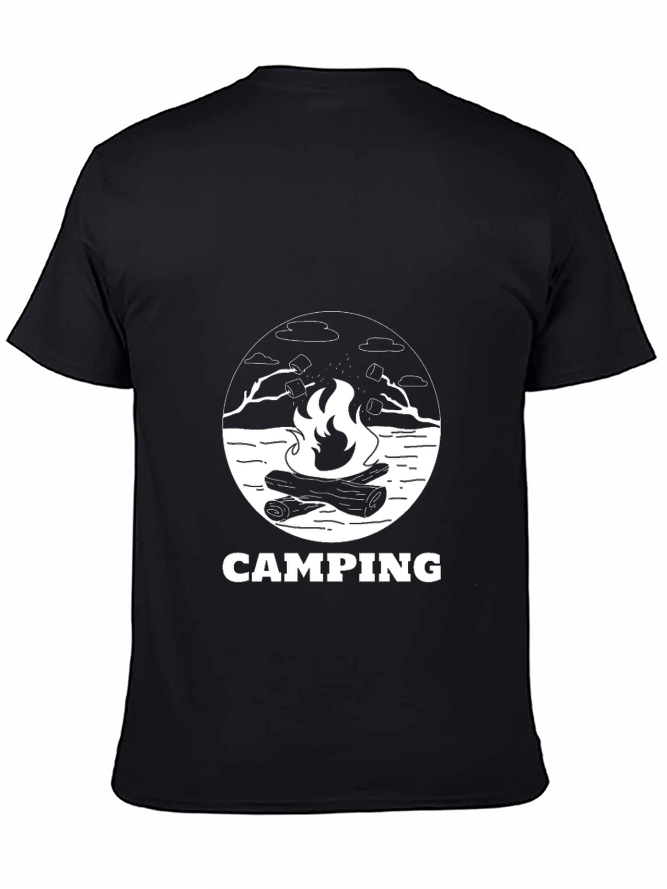 Camping Bonfire Graphic Tee - Black