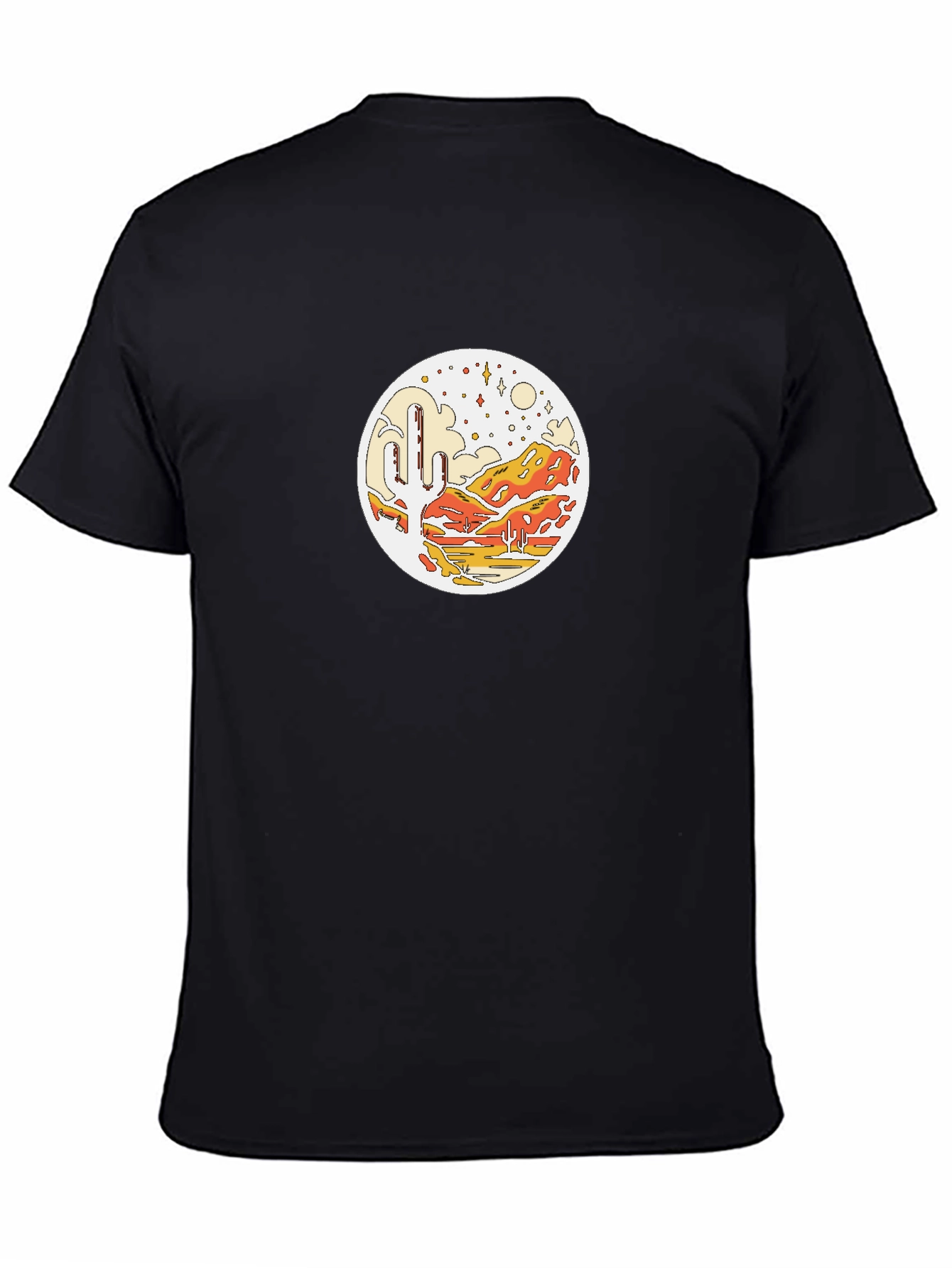 Desert Scene Graphic Tee - Black Cotton T-Shirt