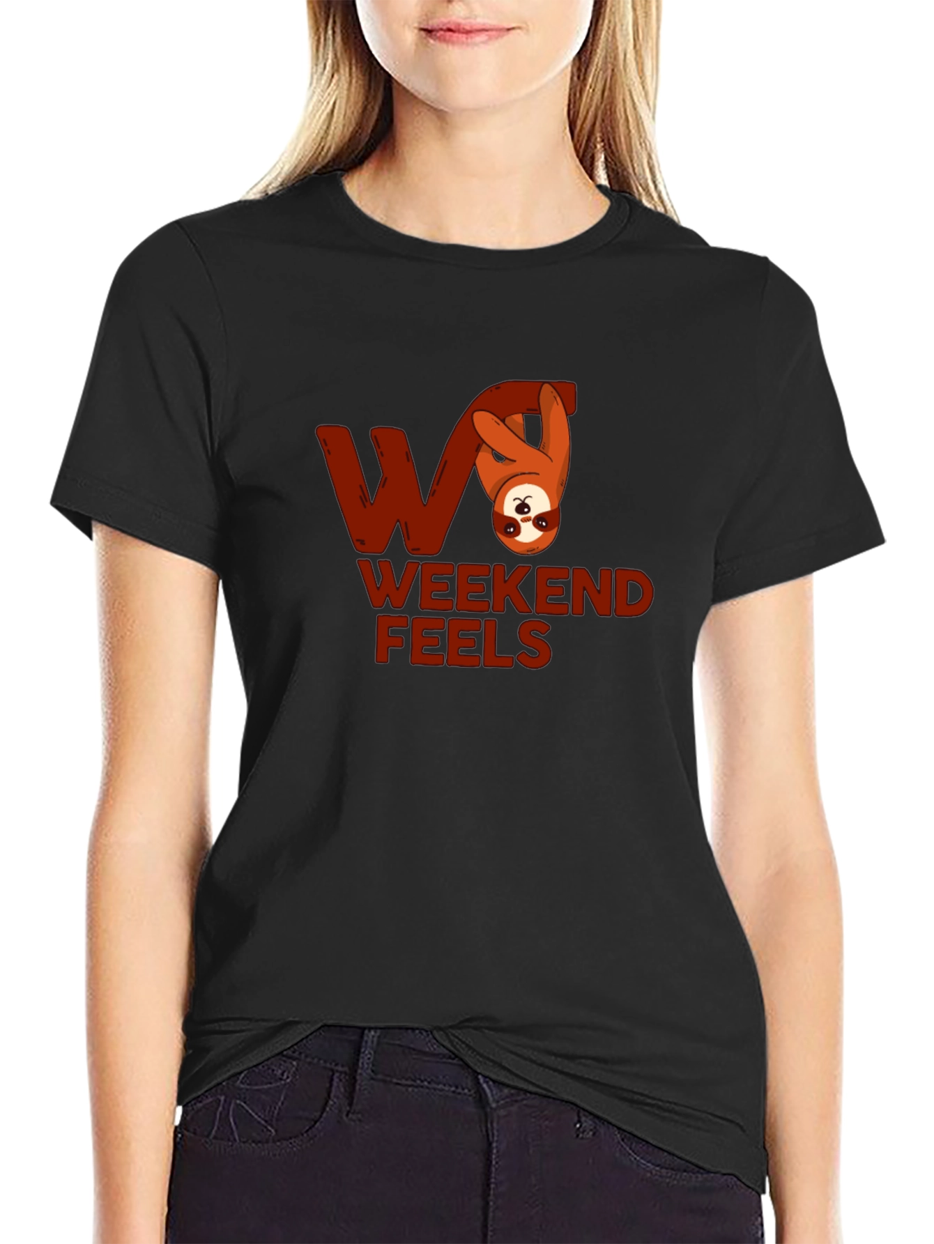 Weekend Feels Sloth Graphic Tee - Relaxed Comfort