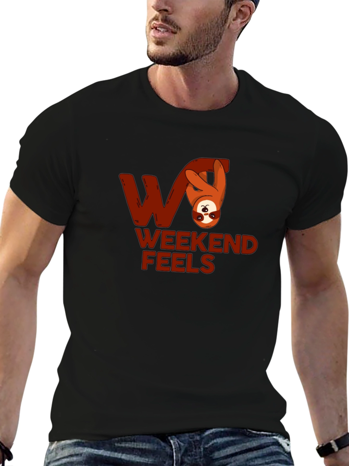 Weekend Feels Sloth Graphic Tee - Relaxed Comfort