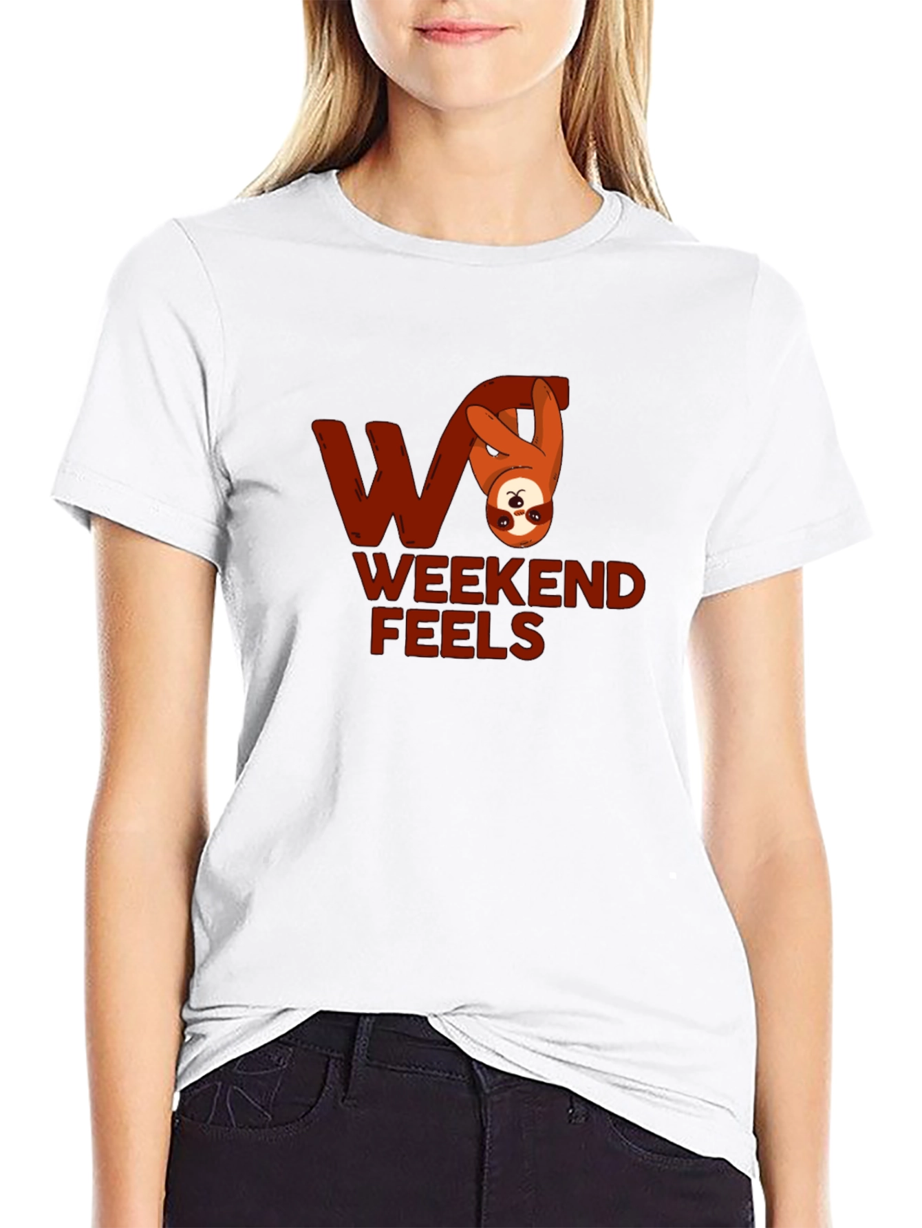 Weekend Feels Sloth Graphic Tee - Relaxed Comfort