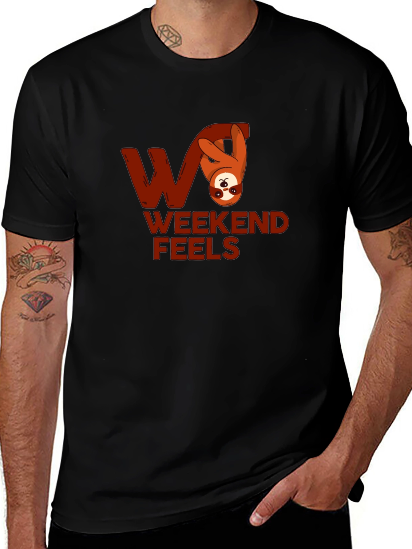 Weekend Feels Sloth Graphic Tee - Relaxed Comfort