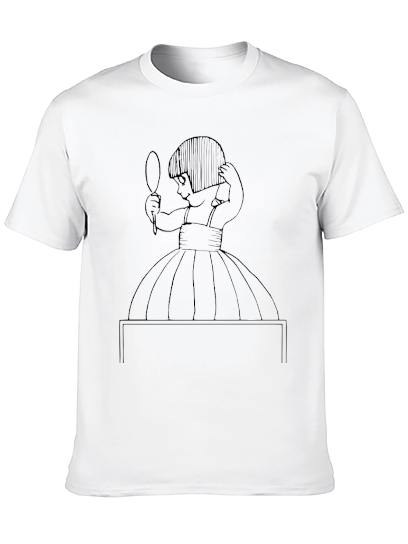 Girl with Mirror Graphic Tee - Black
