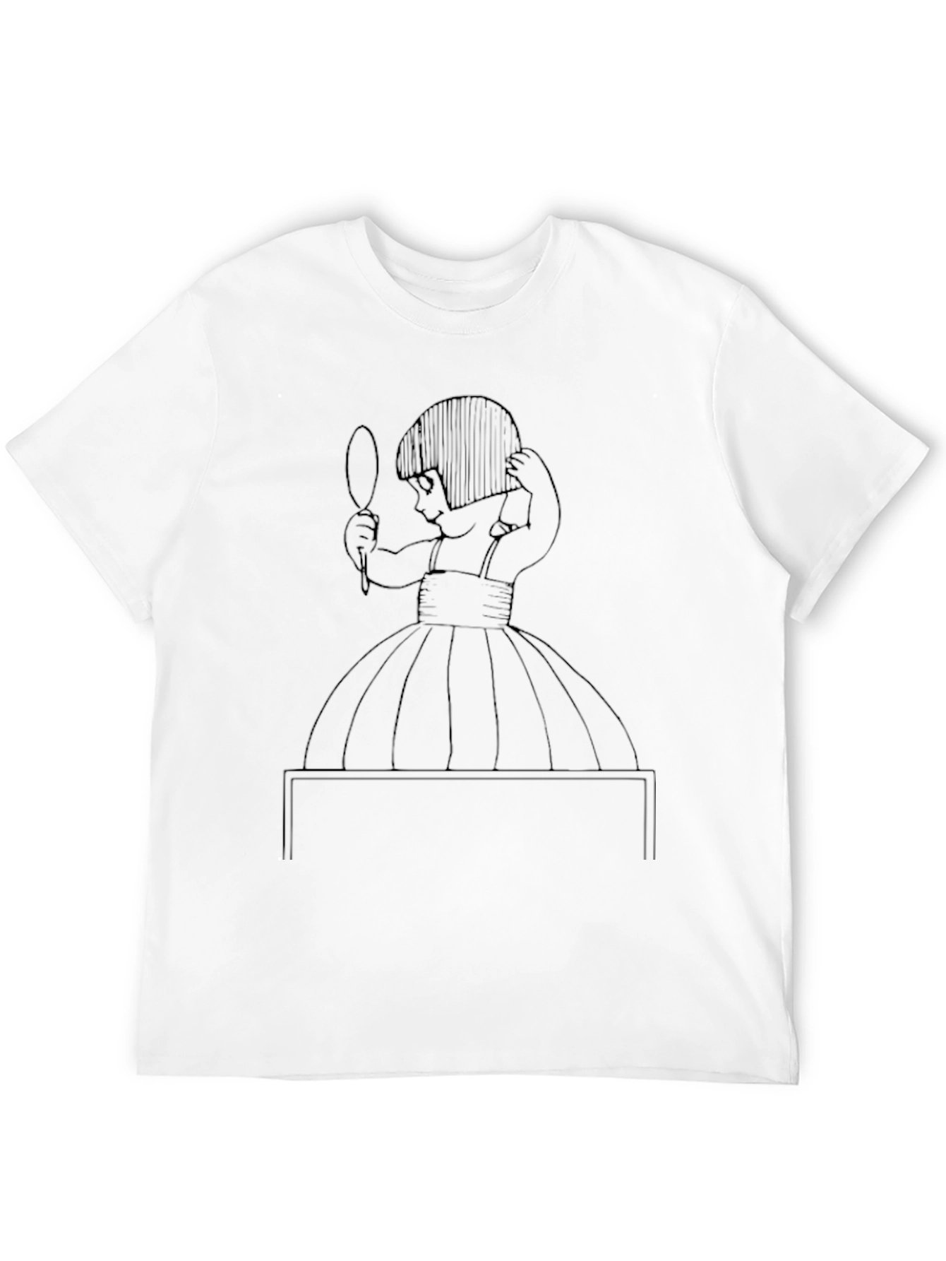 Girl with Mirror Graphic Tee - Black