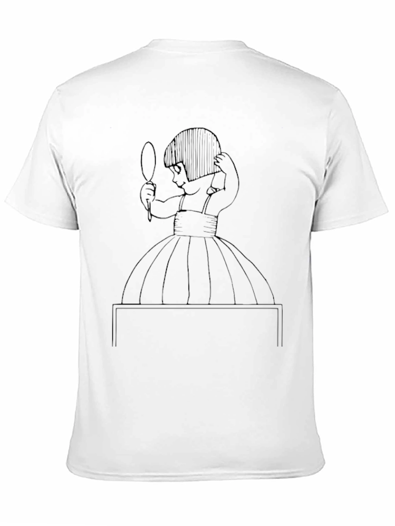 Girl with Mirror Graphic Tee - Black