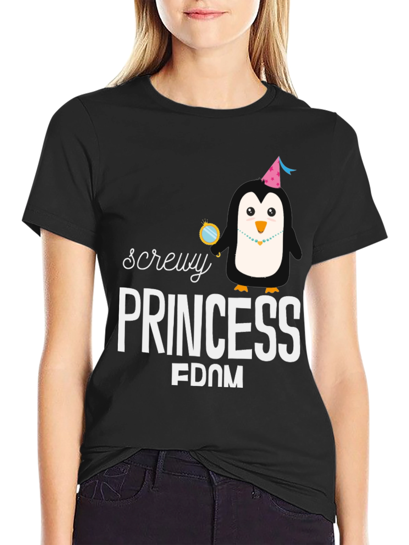 Screw Princessdom T-Shirt - Fun Penguin Design