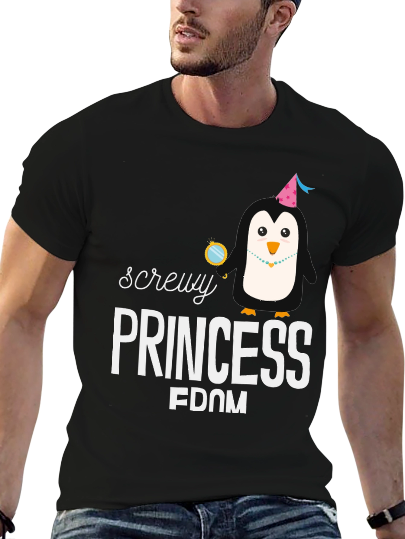 Screw Princessdom T-Shirt - Fun Penguin Design