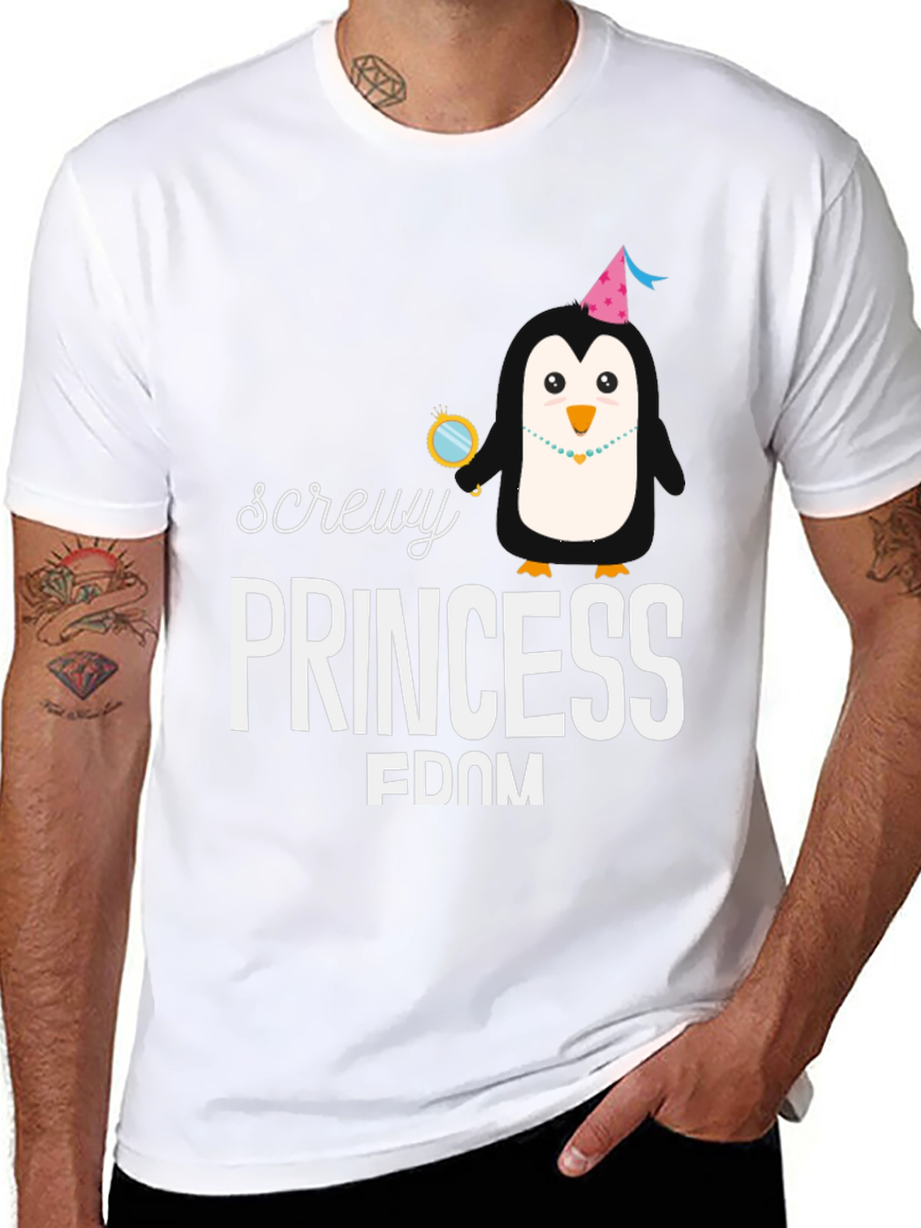 Screw Princessdom T-Shirt - Fun Penguin Design