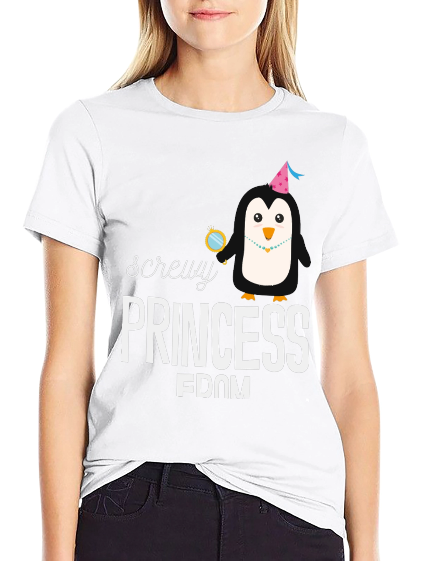 Screw Princessdom T-Shirt - Fun Penguin Design