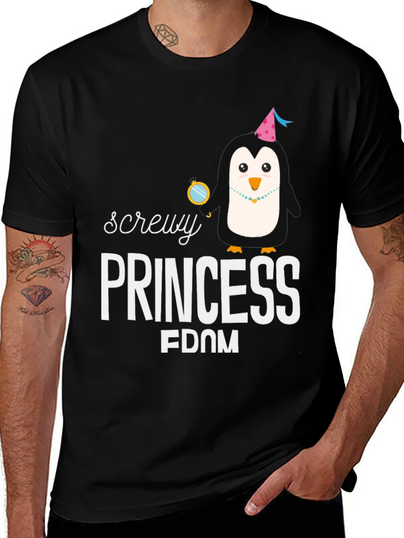 Screw Princessdom T-Shirt - Fun Penguin Design