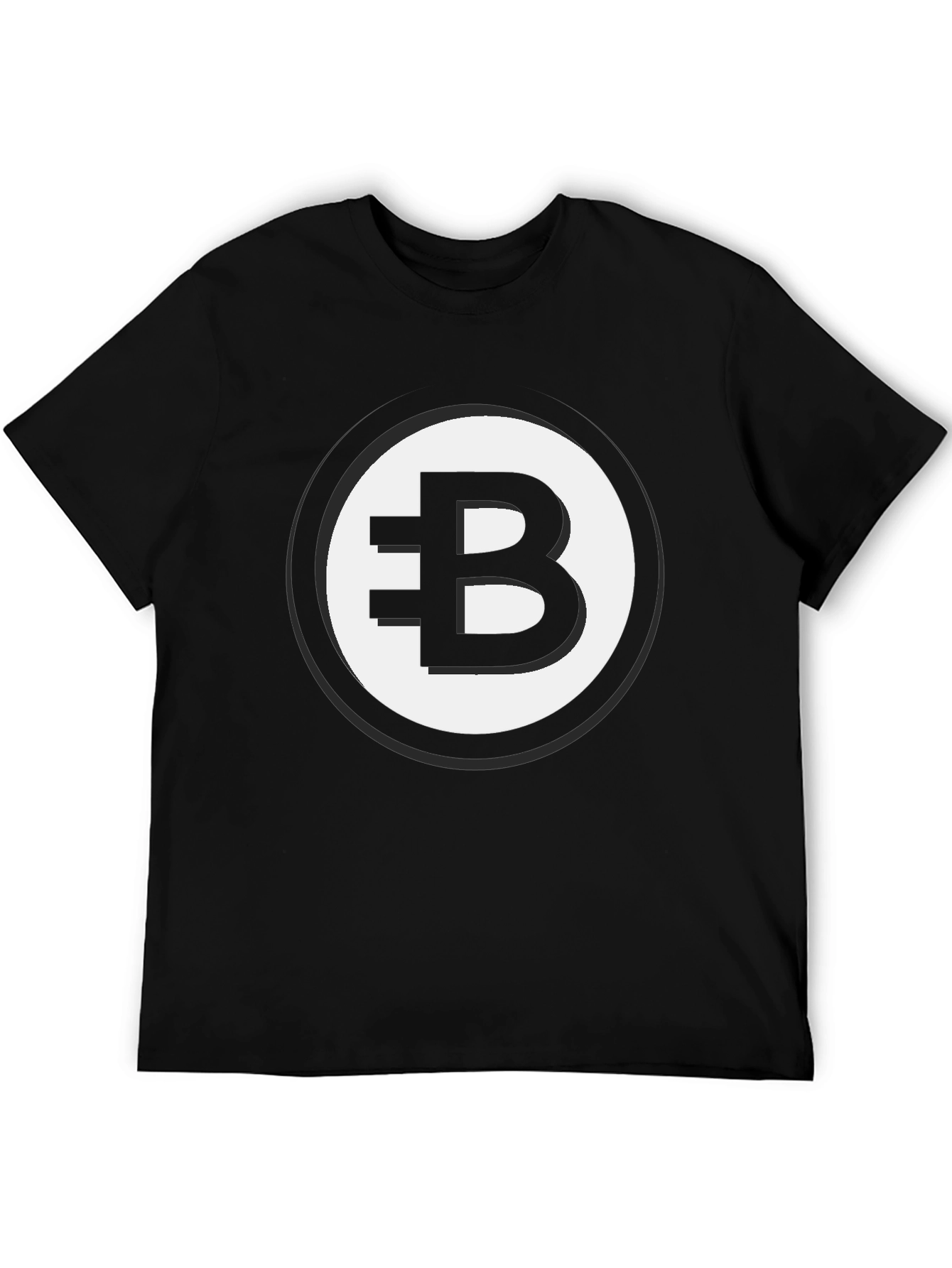 Black T-Shirt with Bitcoin Symbol Graphic Print