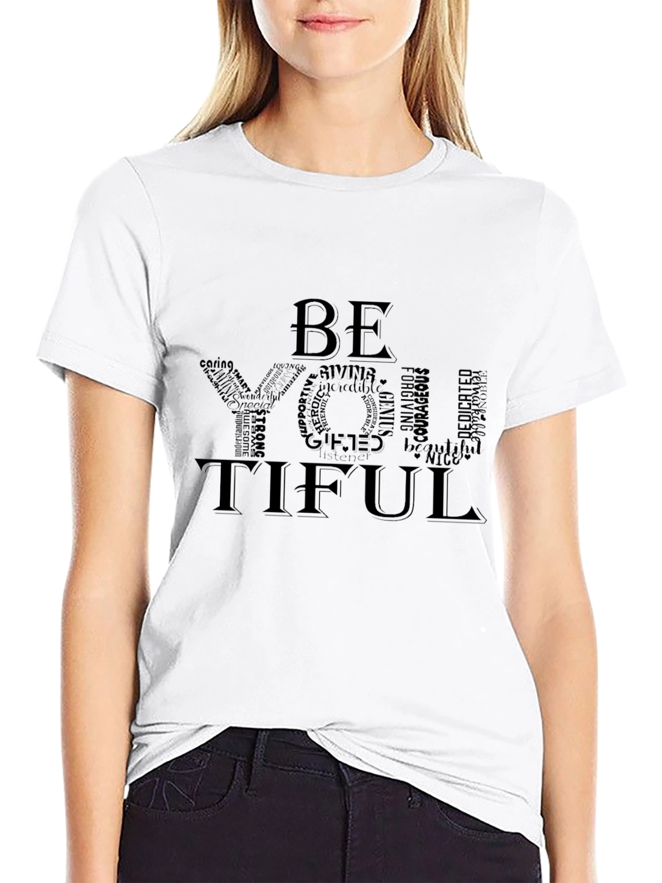 Be You Tiful Graphic Print Black T-Shirt