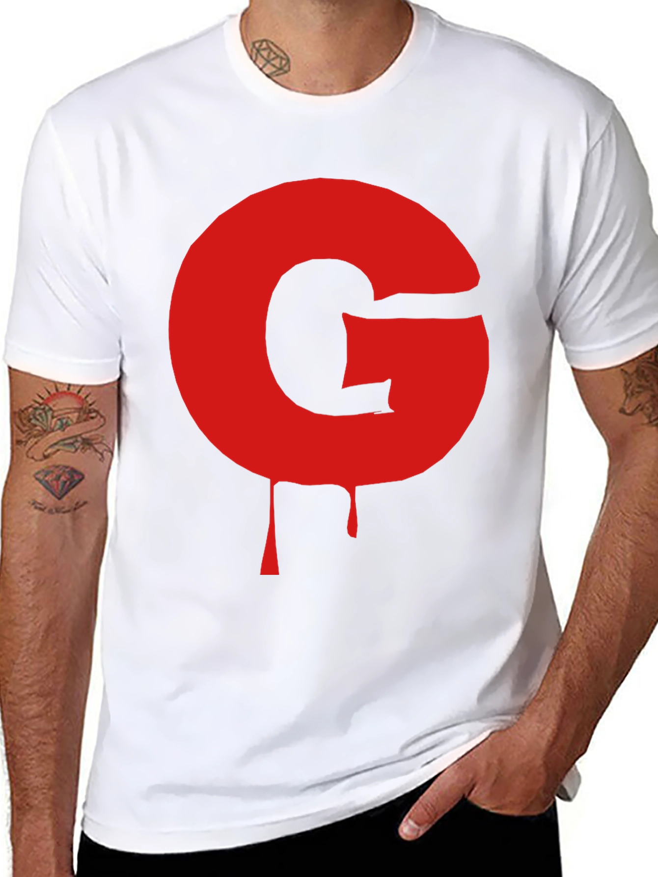 Black T-Shirt with Red G Drip Design