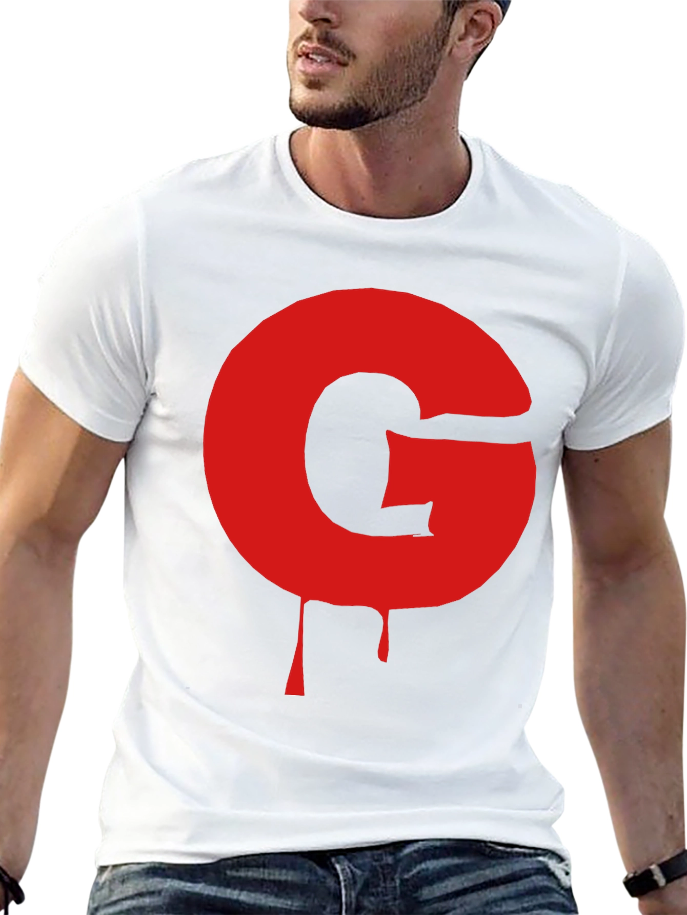 Black T-Shirt with Red G Drip Design
