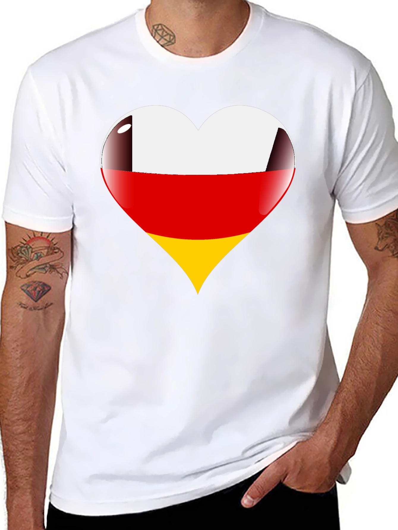 Germany Flag Heart Graphic Tee - Black T-Shirt
