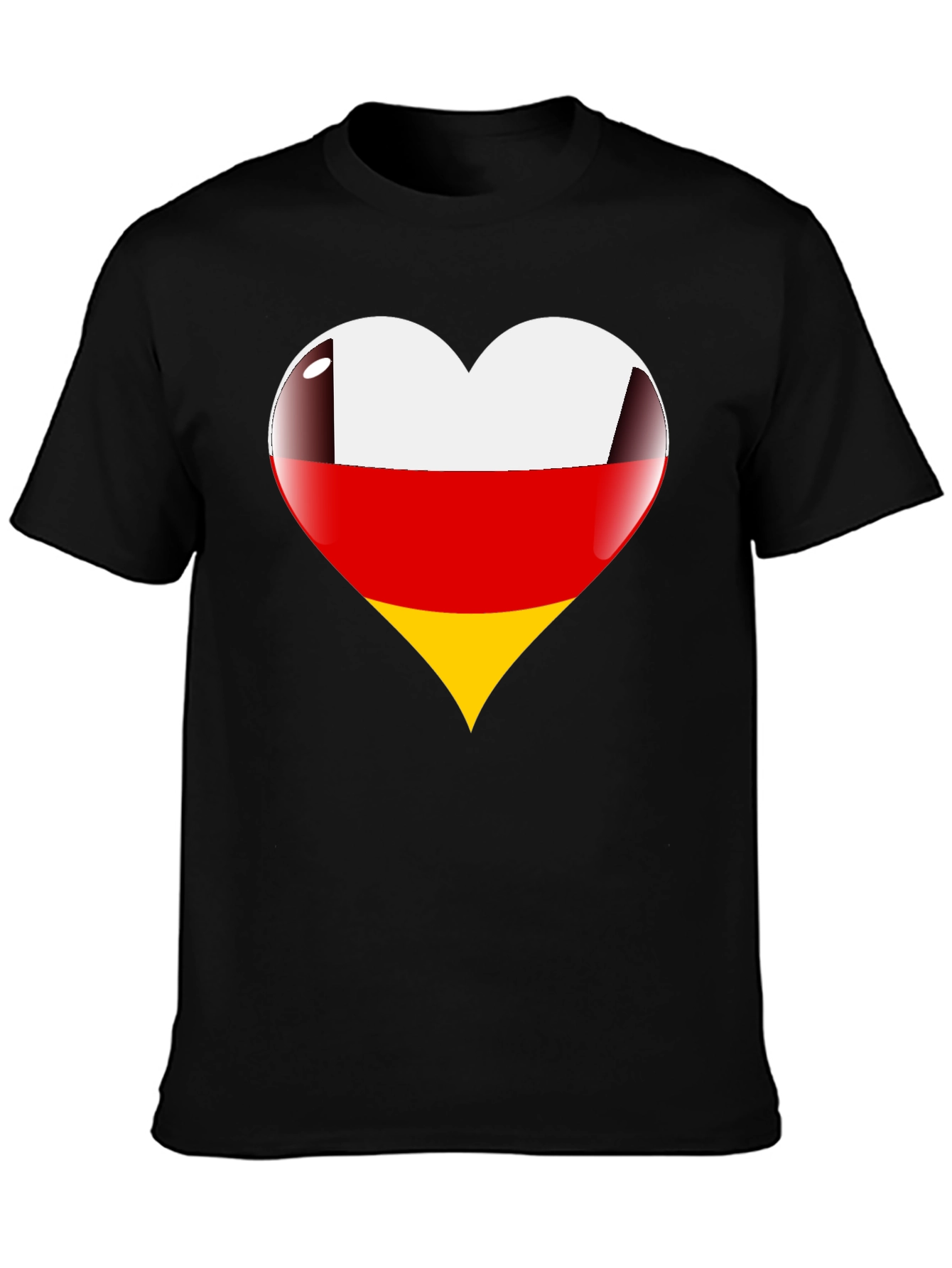 Germany Flag Heart Graphic Tee - Black T-Shirt