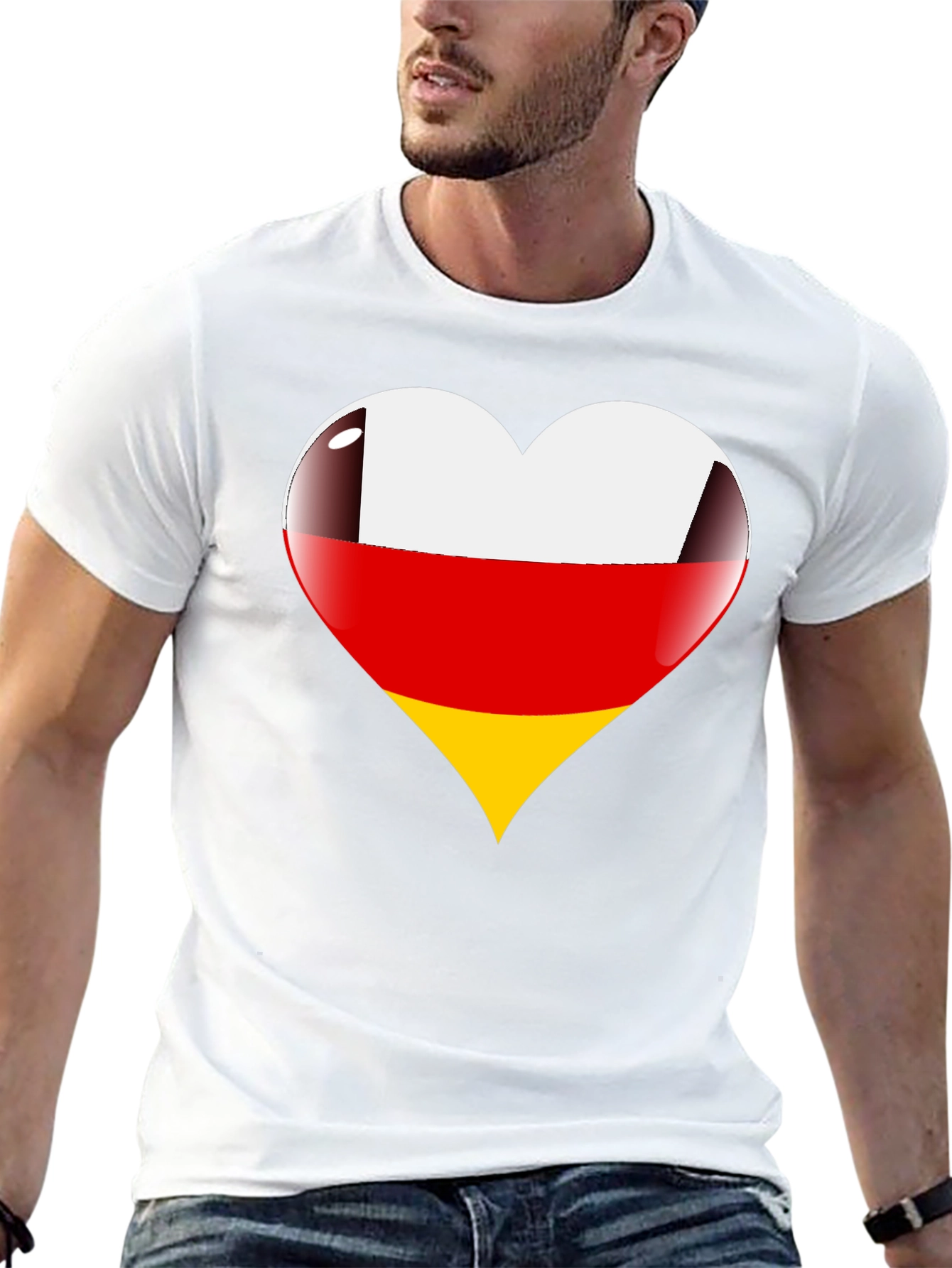 Germany Flag Heart Graphic Tee - Black T-Shirt