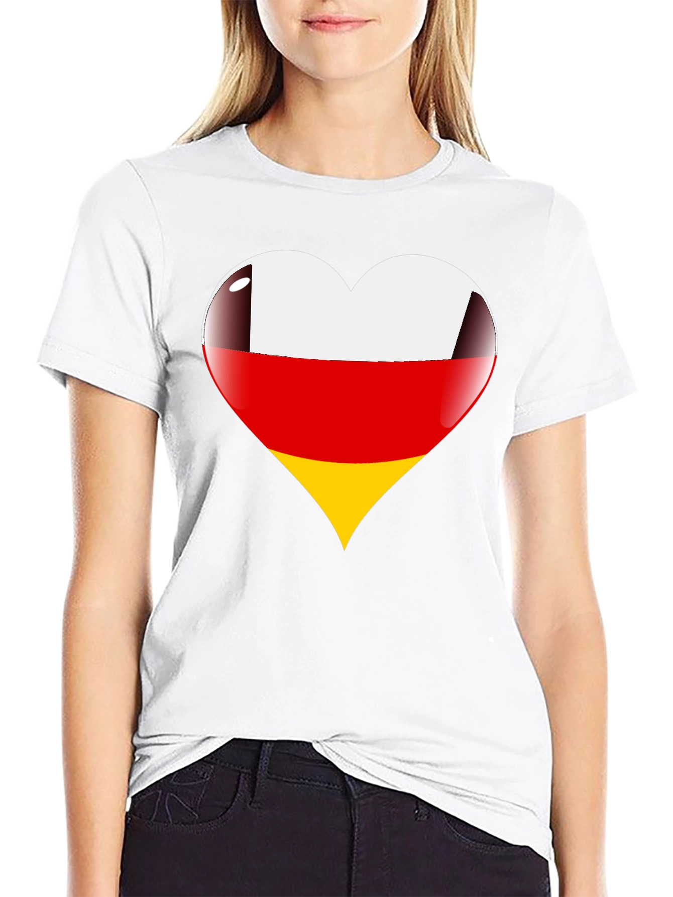 Germany Flag Heart Graphic Tee - Black T-Shirt