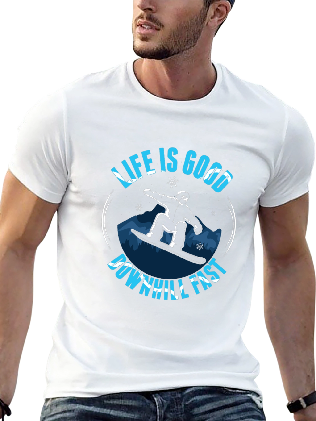 Life is Good Downhill Fast Graphic T-Shirt
