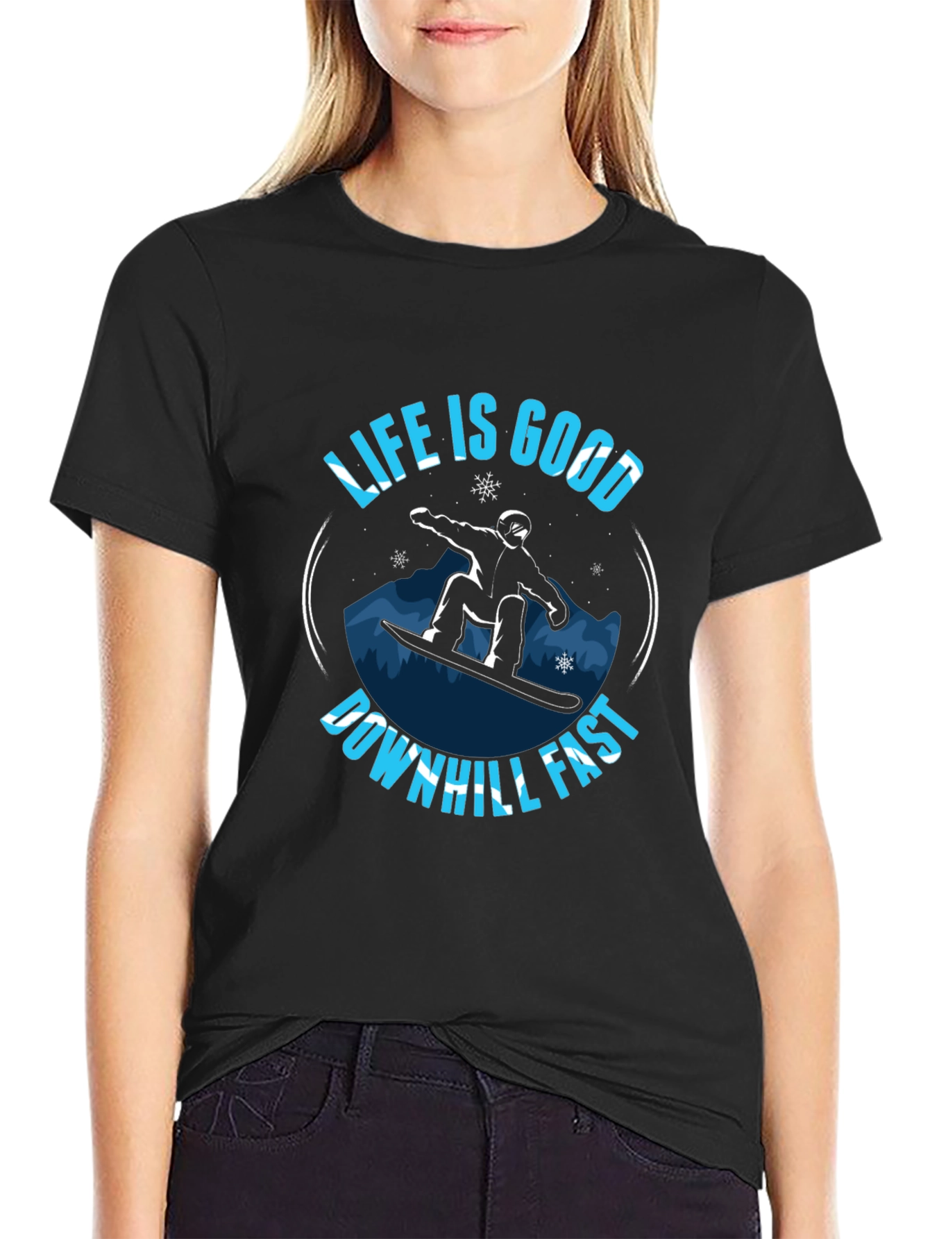 Life is Good Downhill Fast Graphic T-Shirt