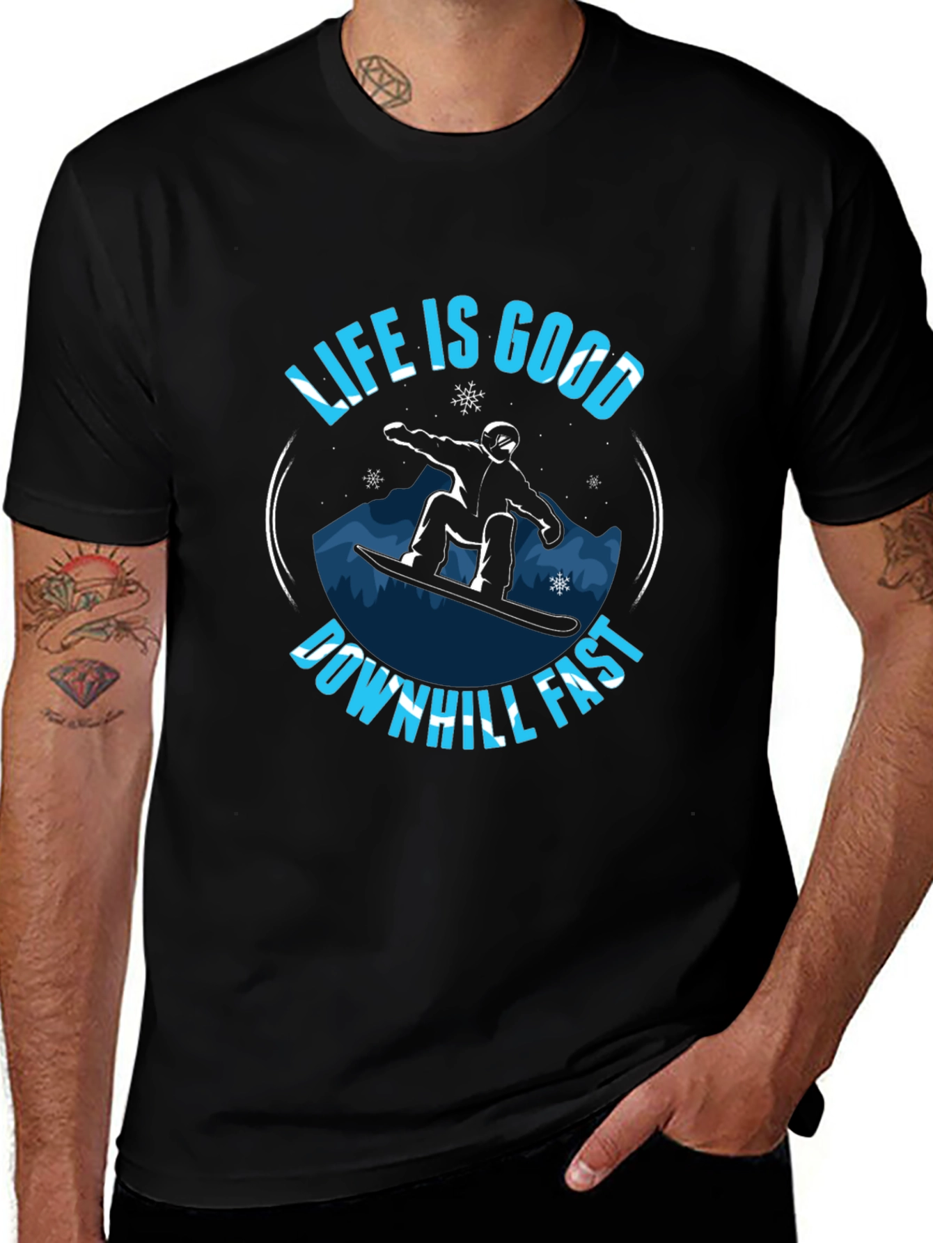 Life is Good Downhill Fast Graphic T-Shirt