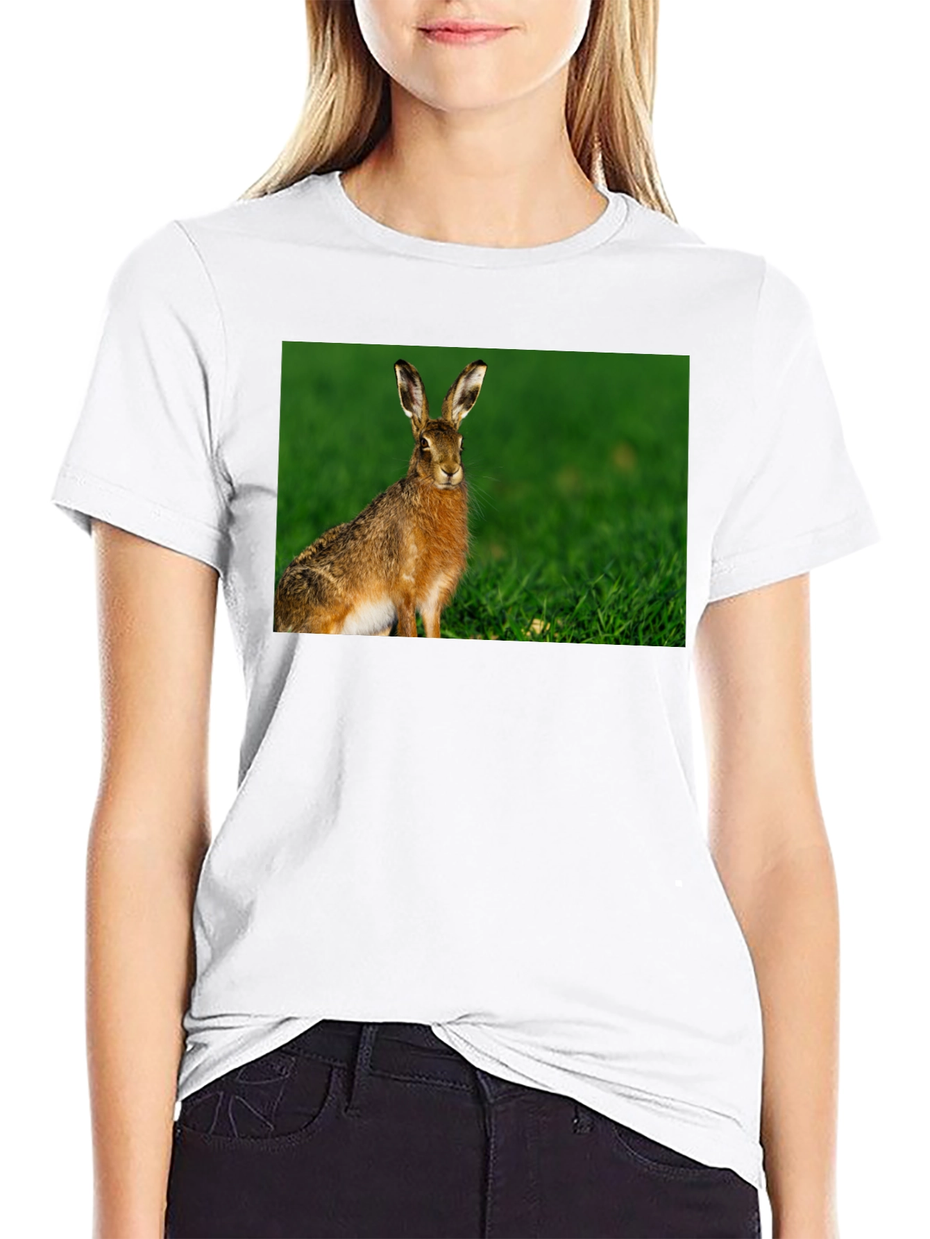 Hare Graphic Black Tee - Nature Lovers Shirt