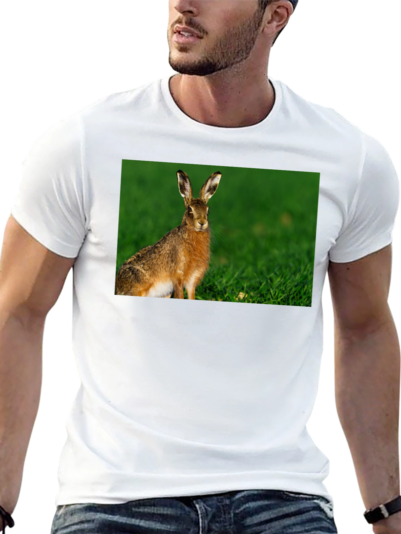 Hare Graphic Black Tee - Nature Lovers Shirt