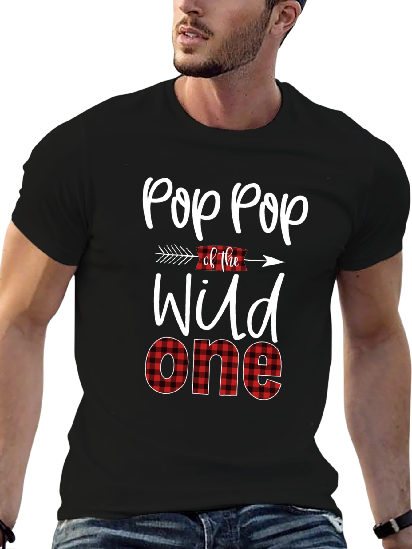 Pop Pop of the Wild One Black Graphic Tee