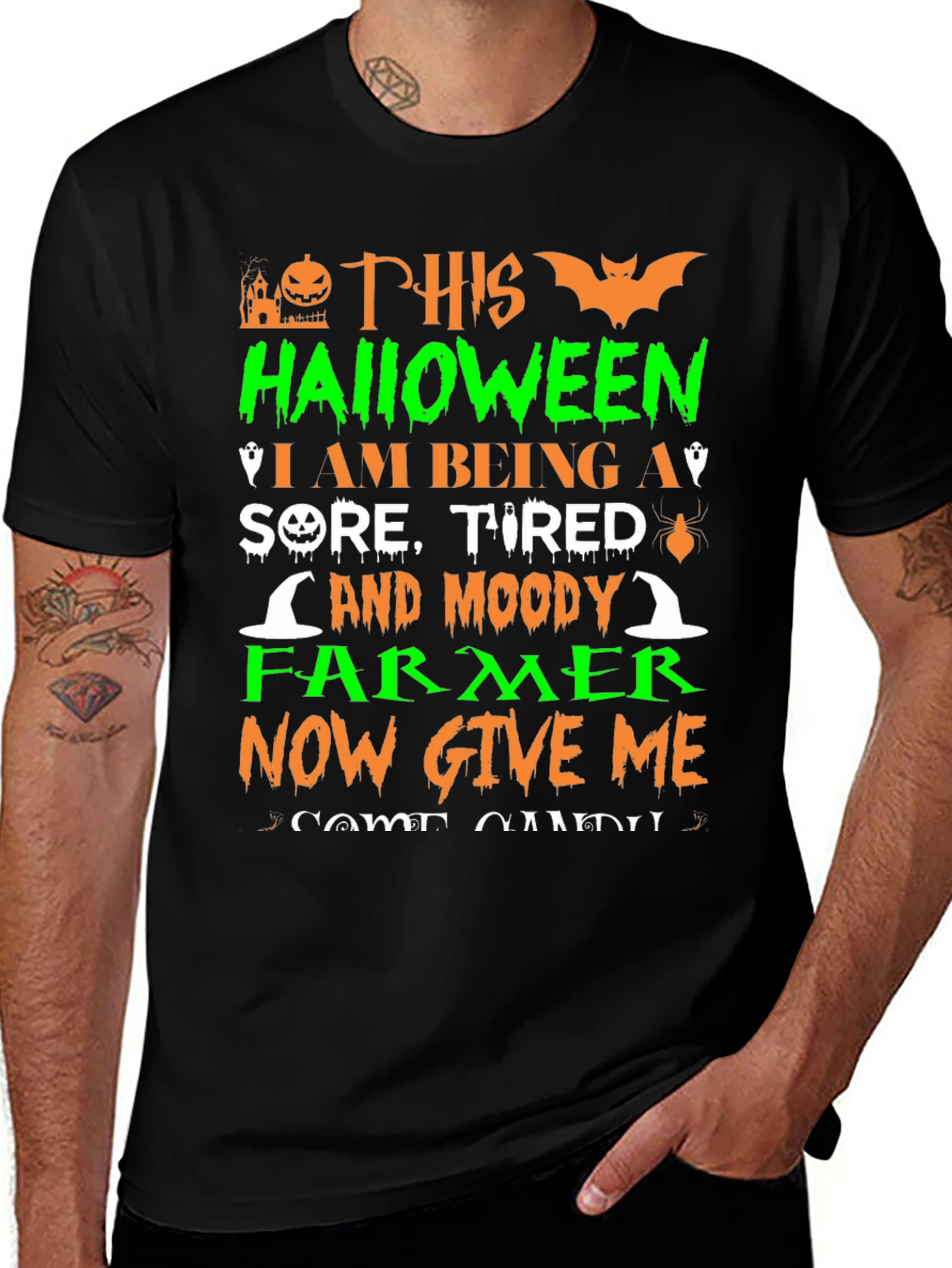 Halloween Sore Tired Moody Farmer T-Shirt