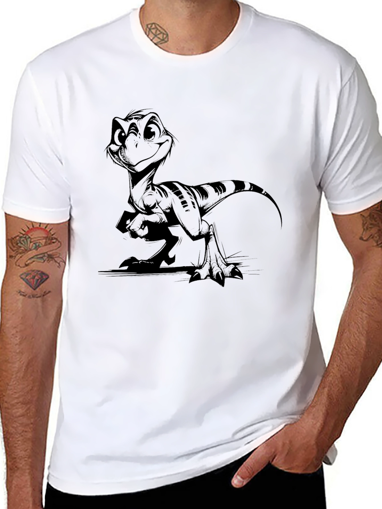 Cartoon Dinosaur Graphic T-Shirt