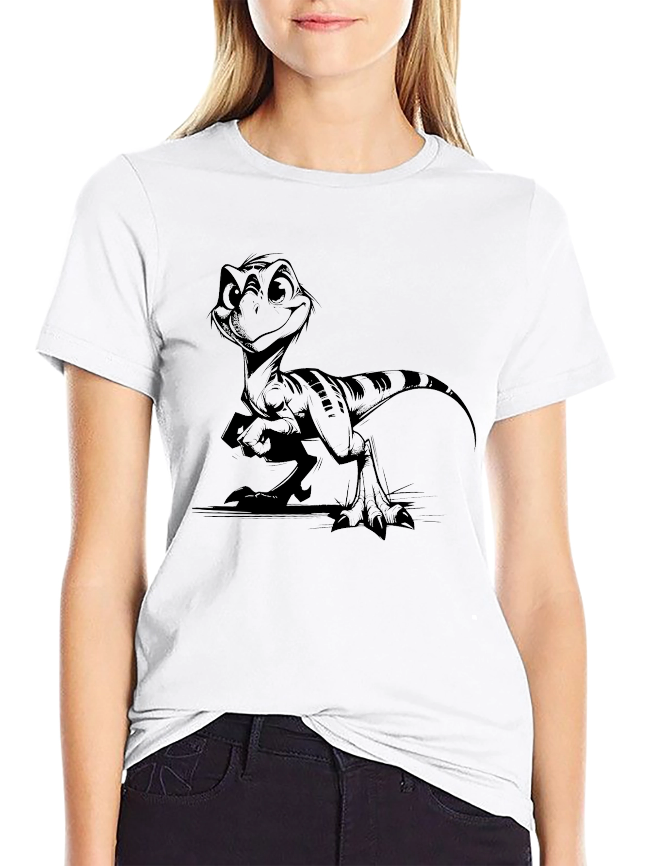 Cartoon Dinosaur Graphic T-Shirt