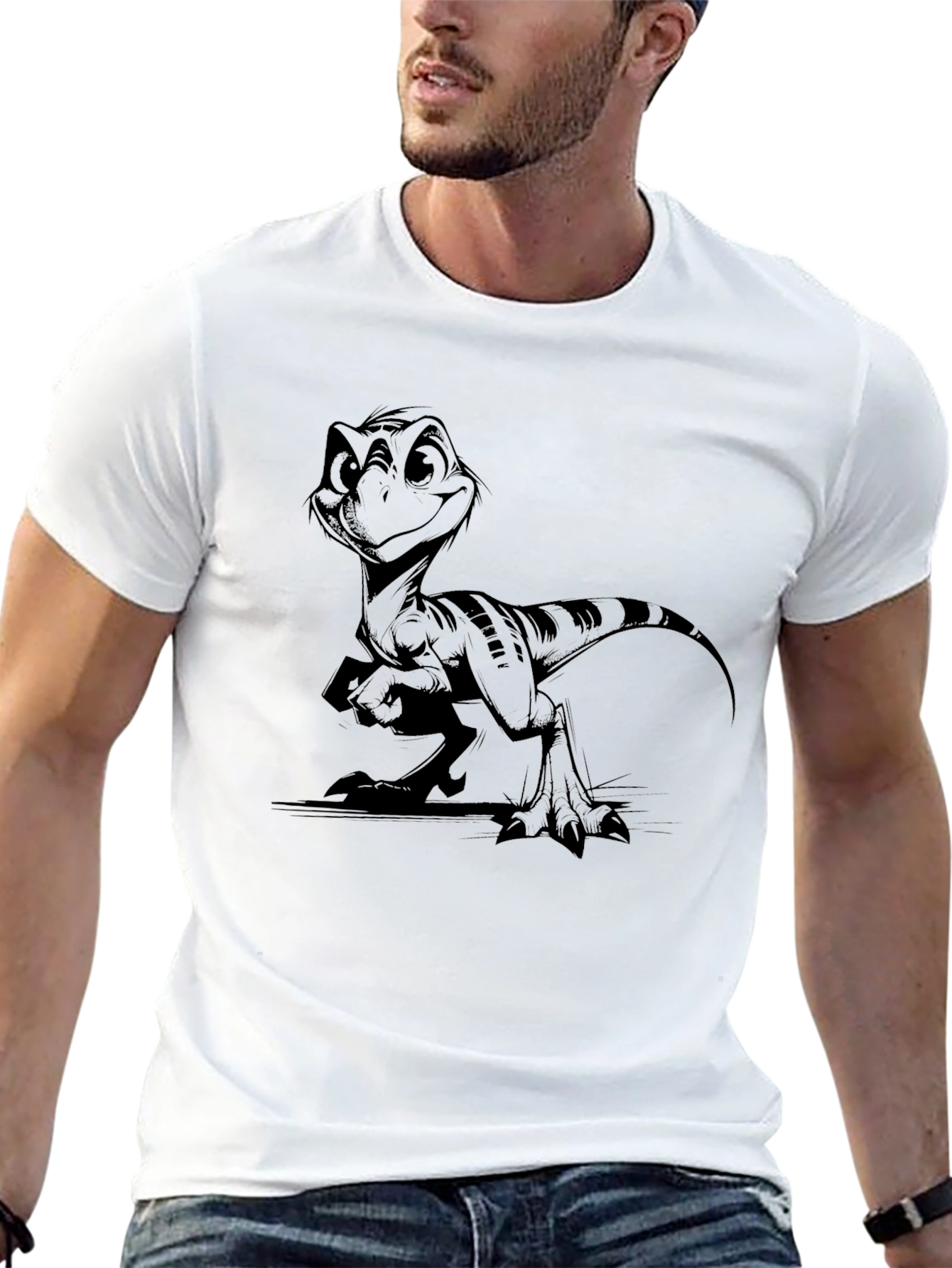 Cartoon Dinosaur Graphic T-Shirt