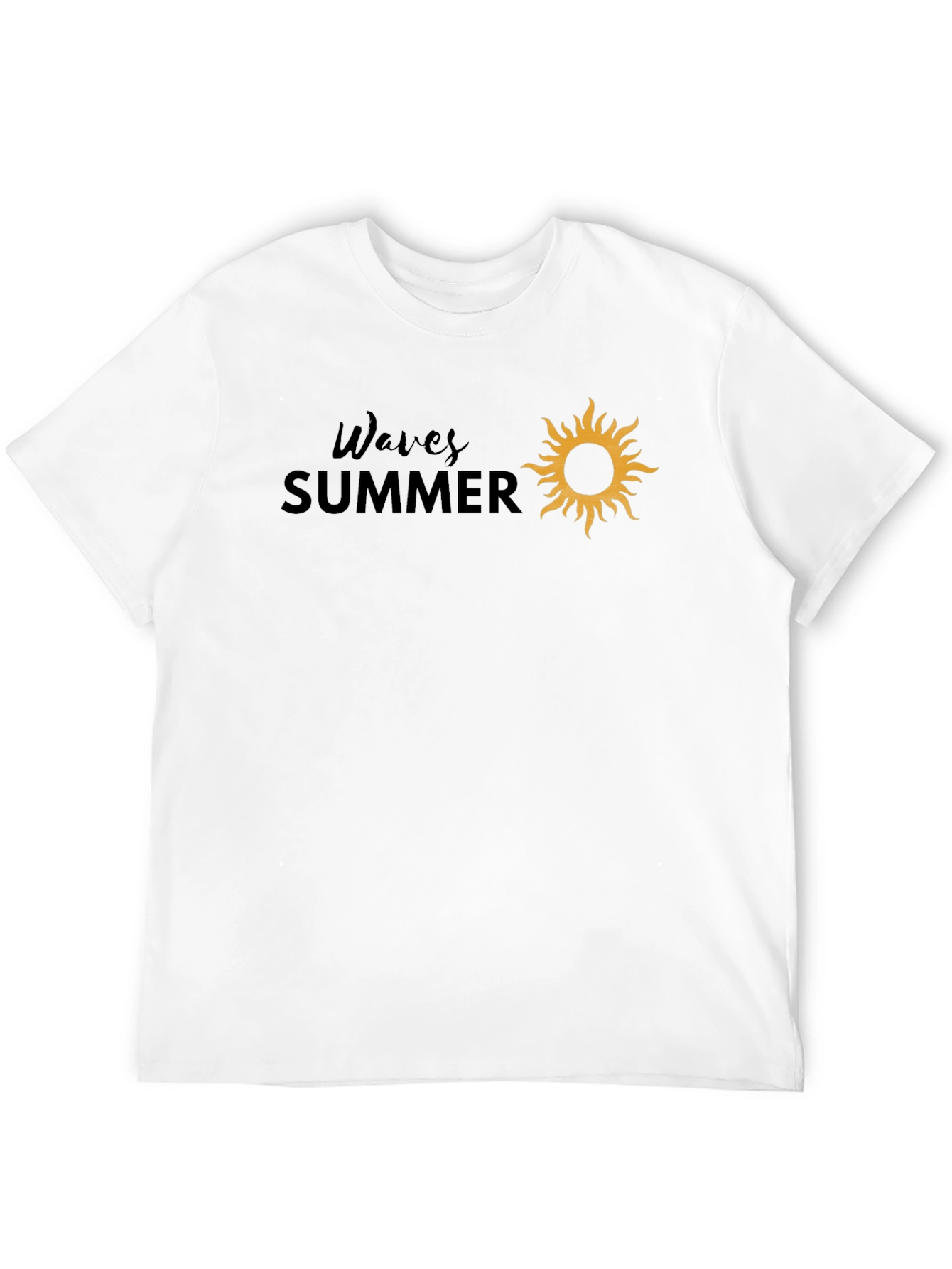 Waves Summer Graphic Tee - Black Cotton T-Shirt