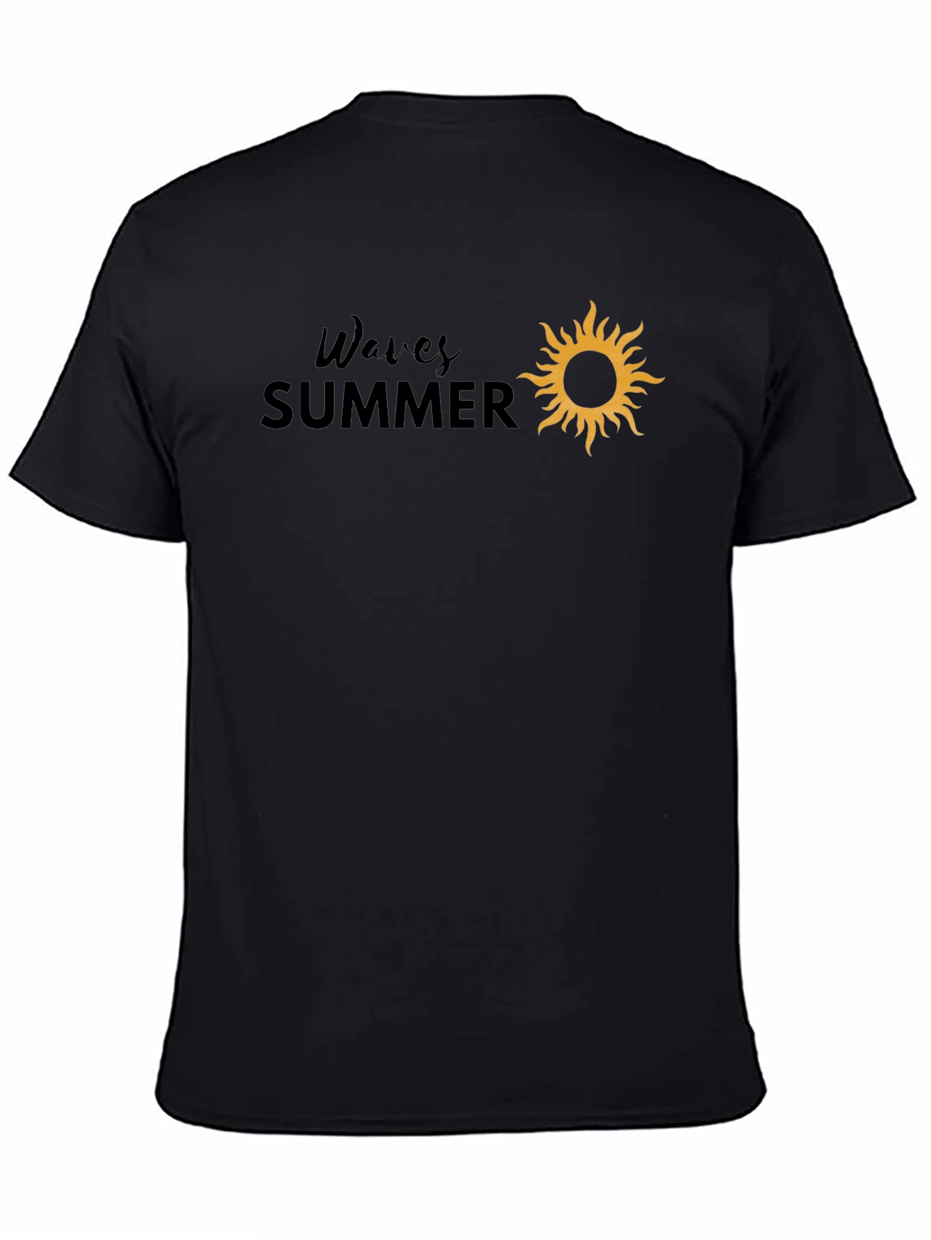 Waves Summer Graphic Tee - Black Cotton T-Shirt