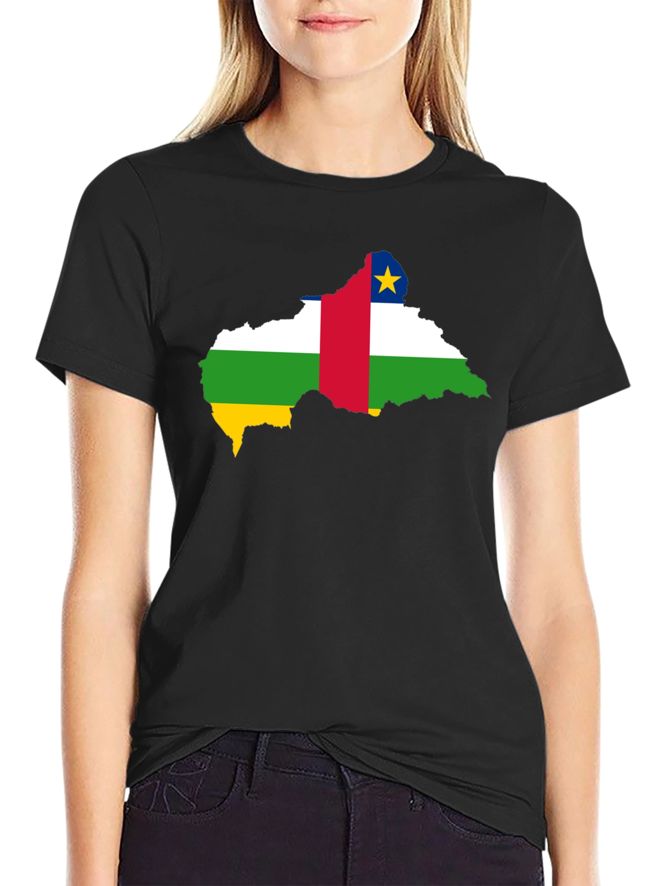 Central African Republic Flag T-Shirt - Black