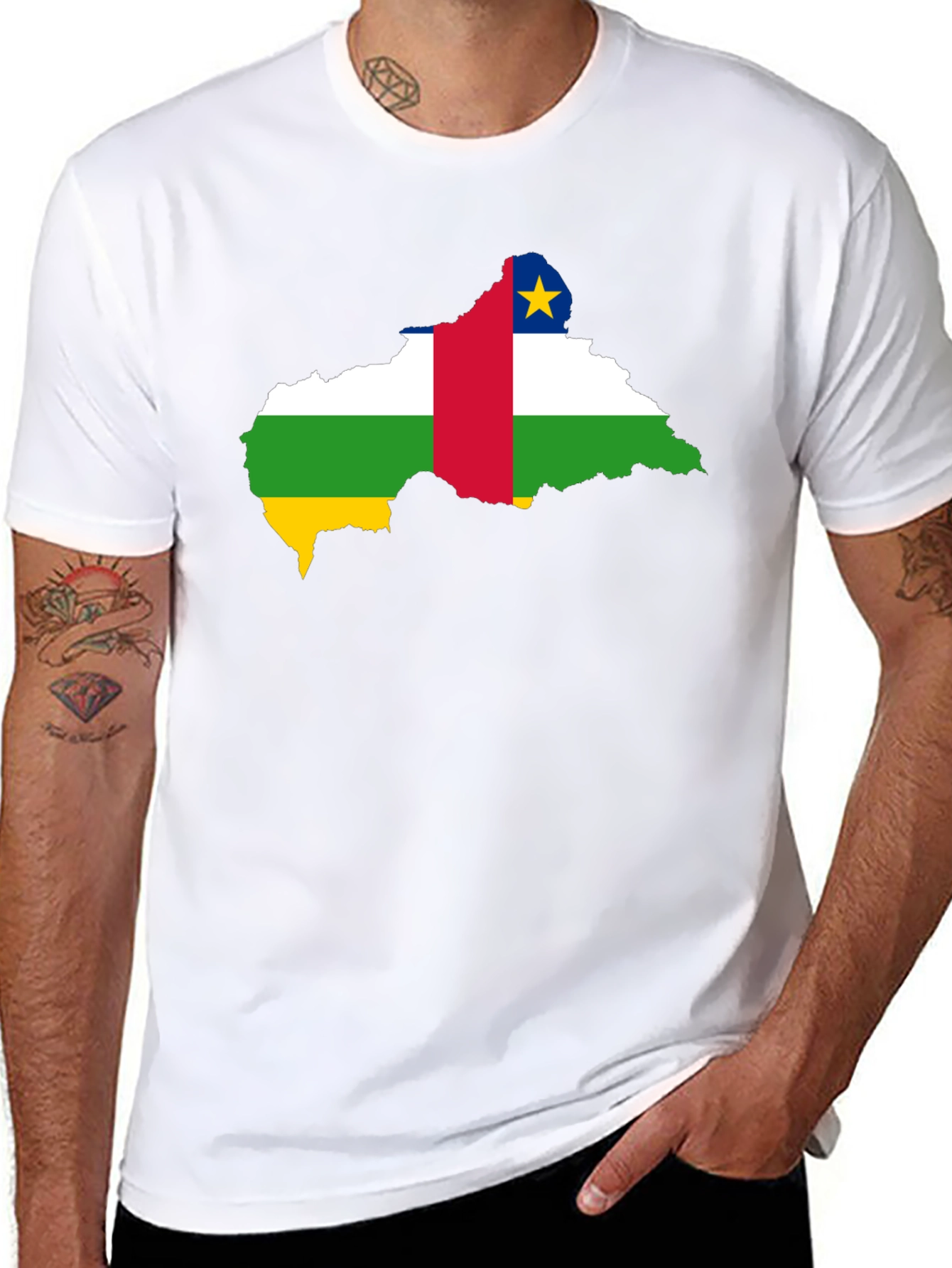 Central African Republic Flag T-Shirt - Black