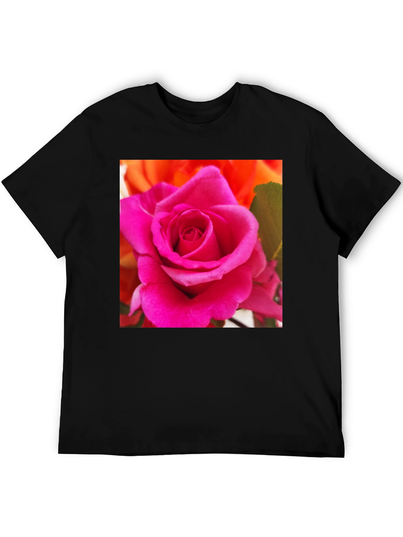 Floral Rose Graphic Tee - Modern Black T-Shirt