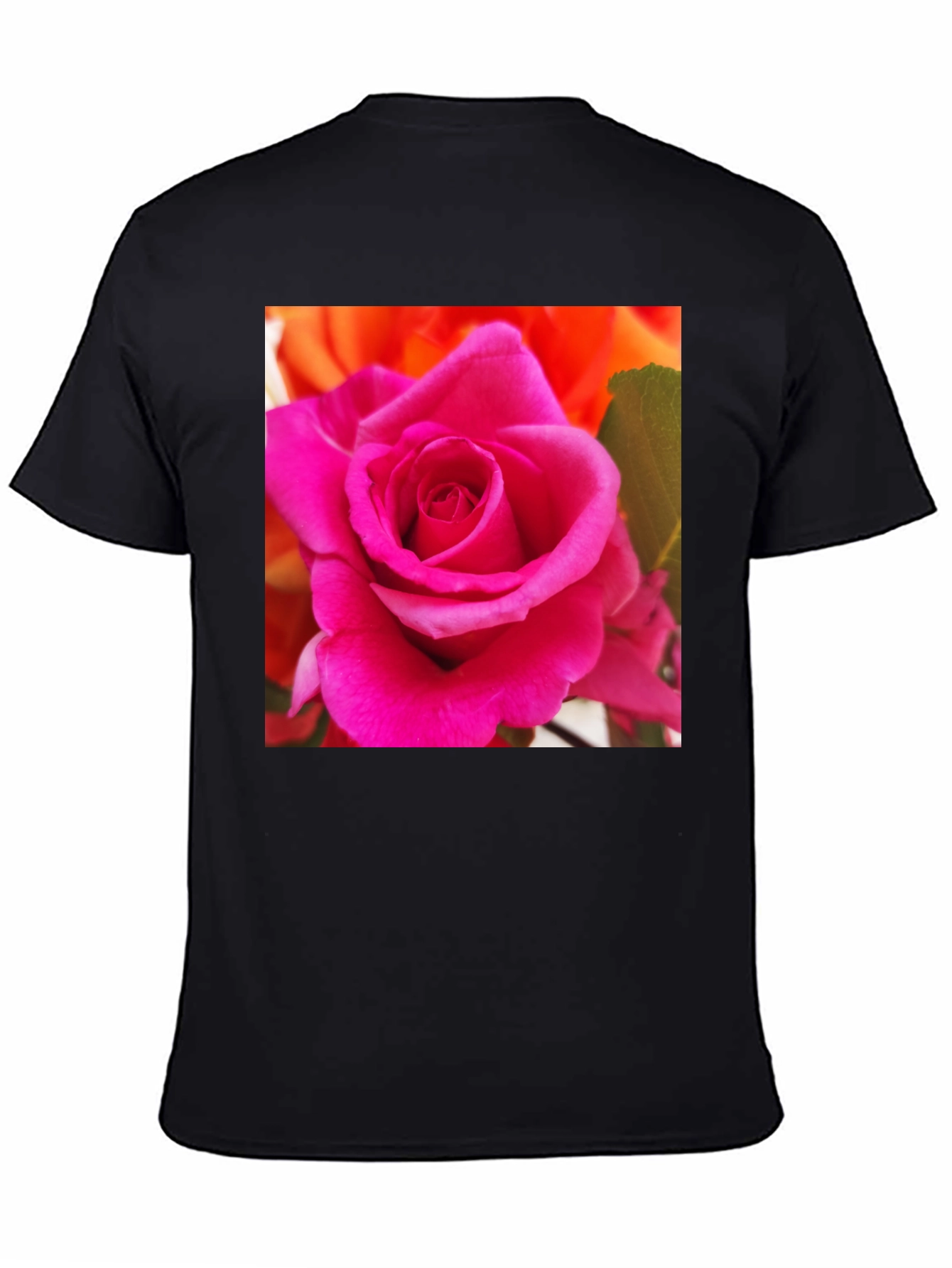 Floral Rose Graphic Tee - Modern Black T-Shirt